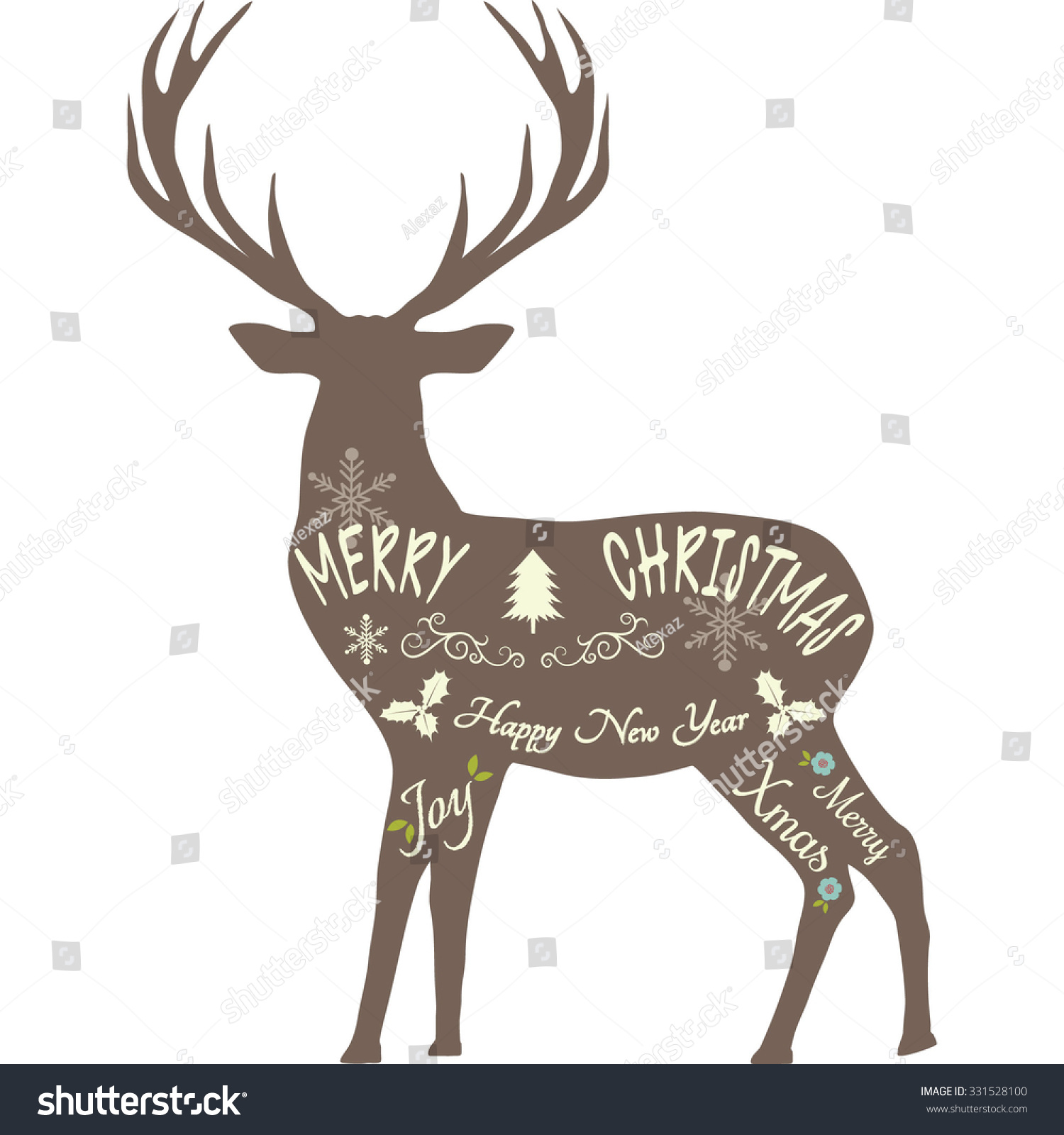 Merry Christmas Reindeer,Reindeer Silhouette,Brown Reindeer Isolated