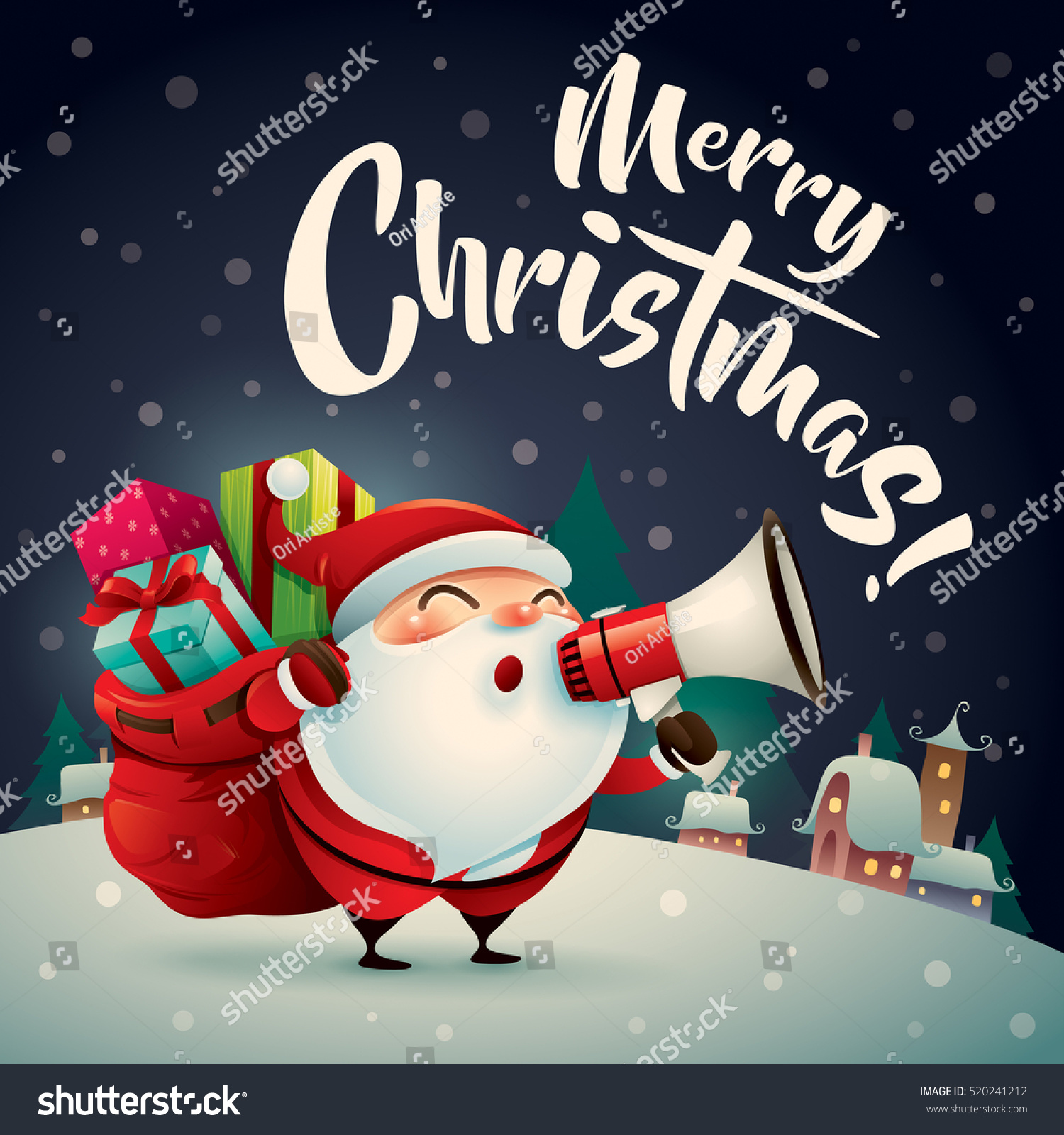 Merry Christmas Santa Claus Christmas Snow Stock Vector (Royalty Free) 520241212 - Shutterstock