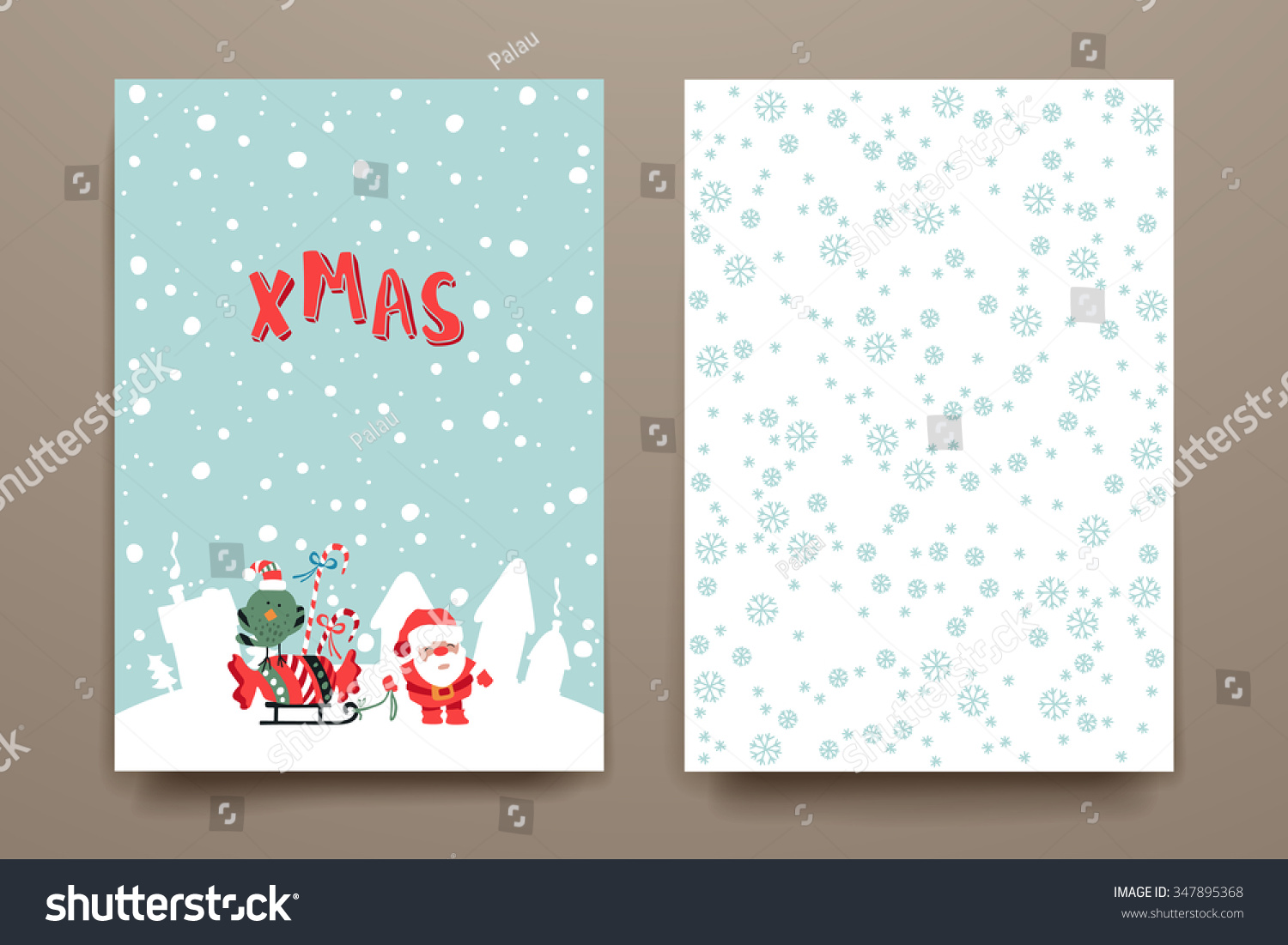 Merry Christmas Set Of Card Templates. Collection For Greeting, Congratulations, Invitations