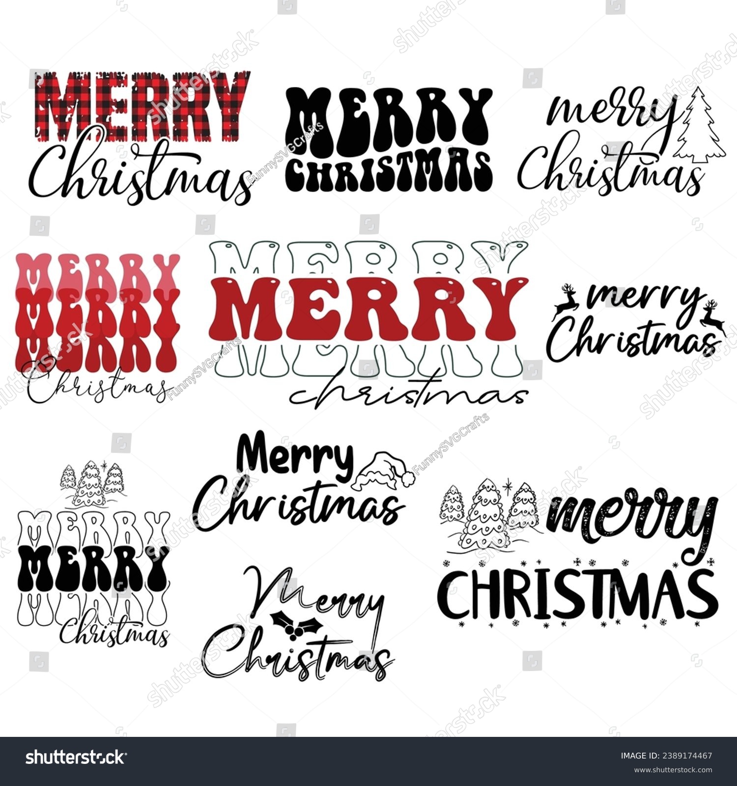 SVG of Merry Christmas T-Shirt Bundle, Christmas Shirt, Christmas Print Template, Xmas Holiday svg