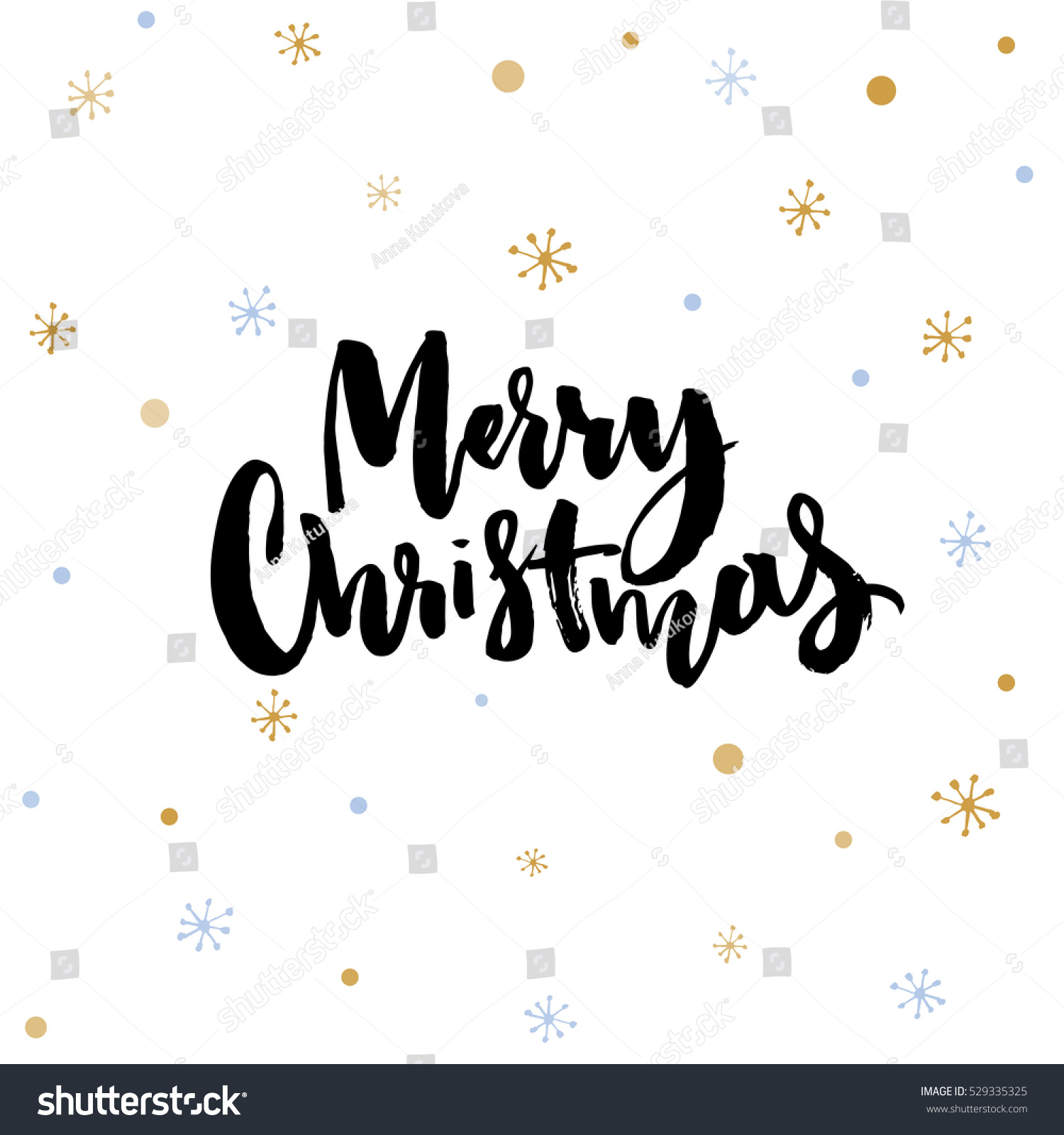 Merry Christmas Text. Black Brush Calligraphy On White Vector ...