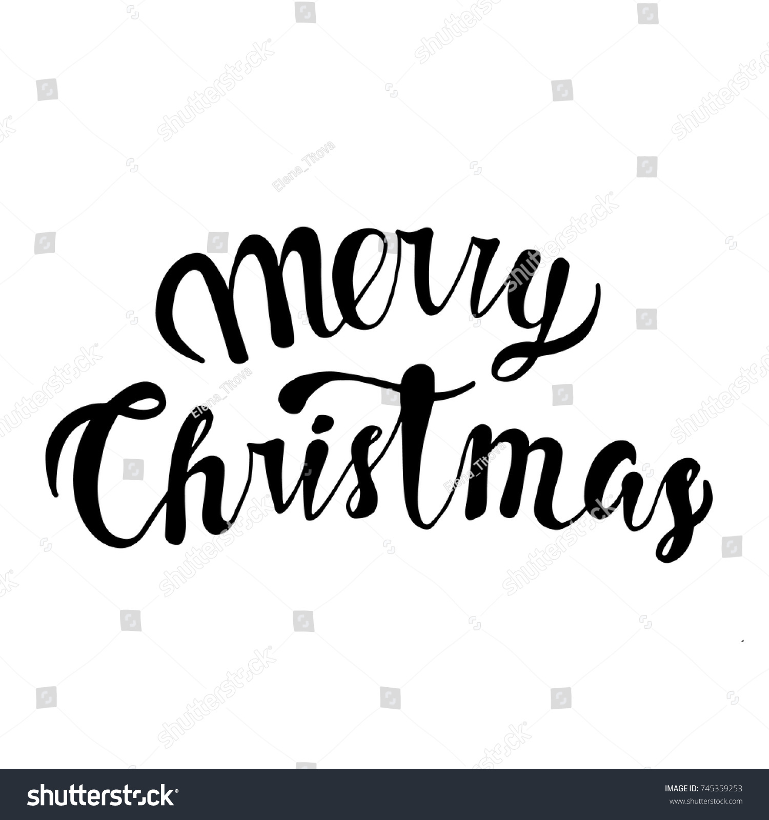 Merry Christmas Text Black Typography On Stock Vector (Royalty Free ...