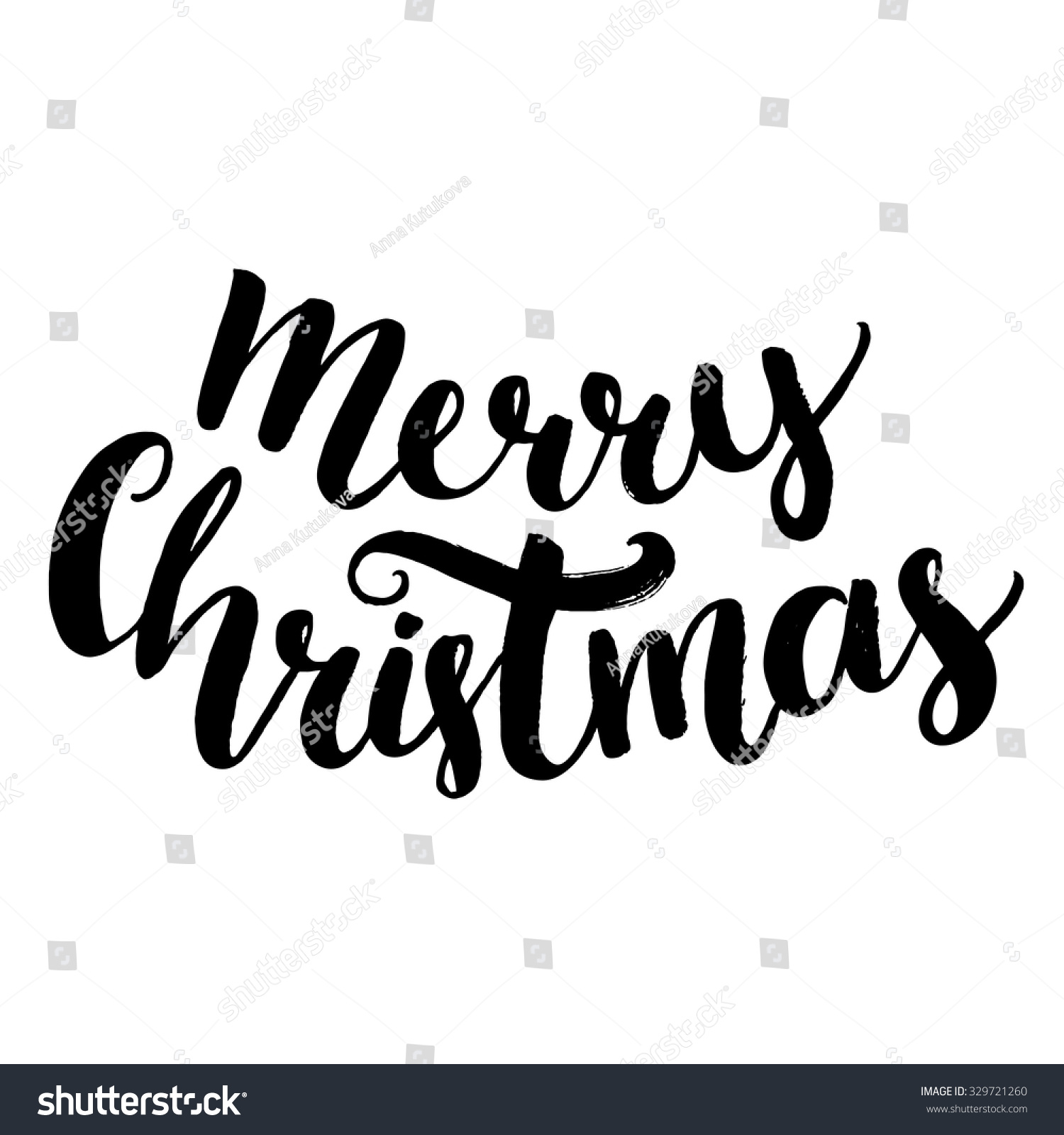 Merry Christmas Text. Brush Calligraphy Type, Vector Lettering Isolated ...
