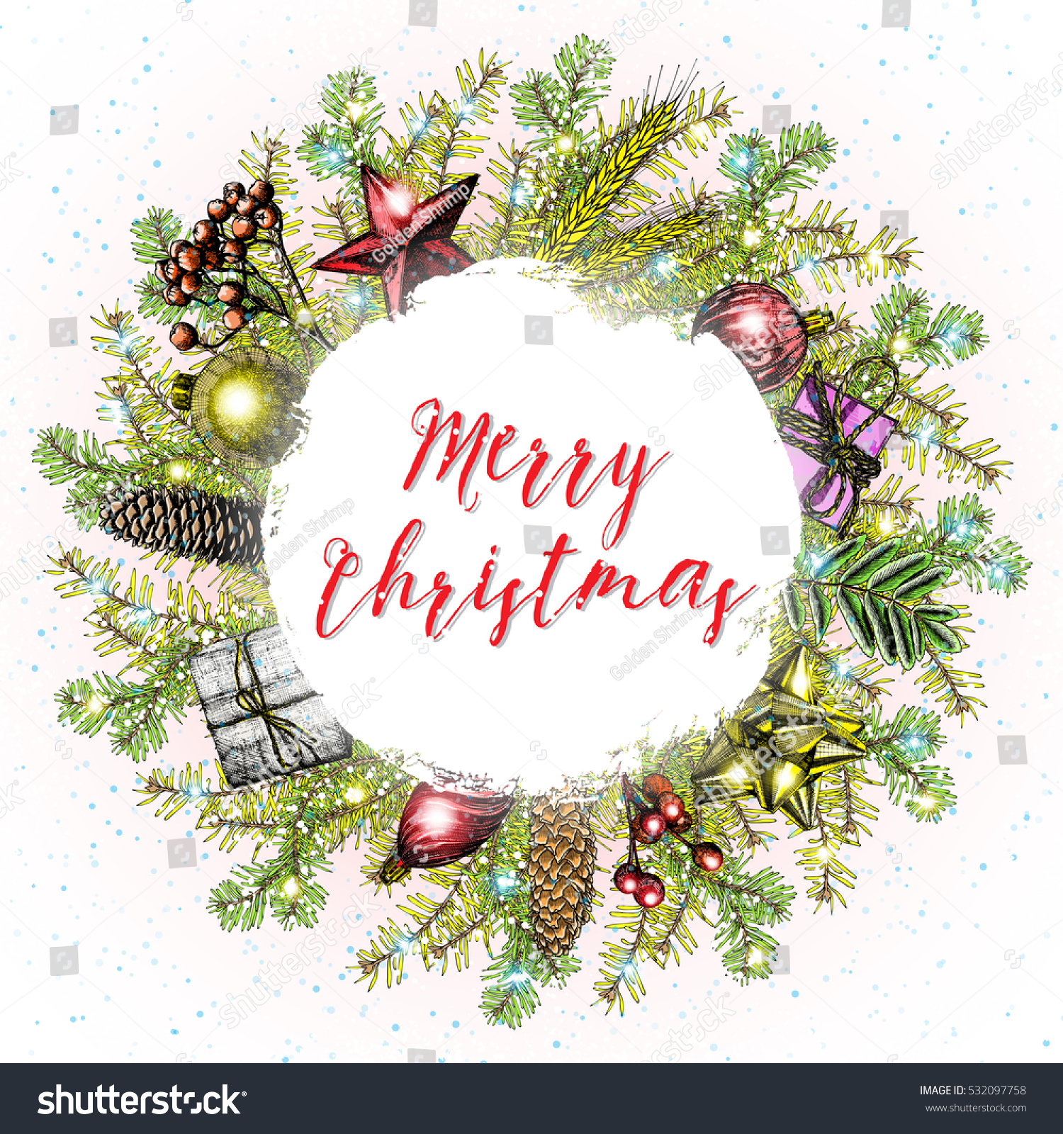 Merry Christmas Text Calligraphic Lettering Design Stock Vector ...