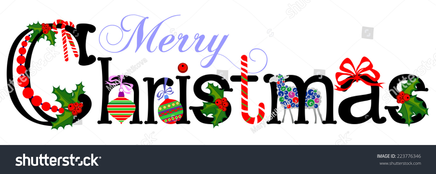 Merry Christmas Title Vector Illustration Stock Vector 223776346 ...