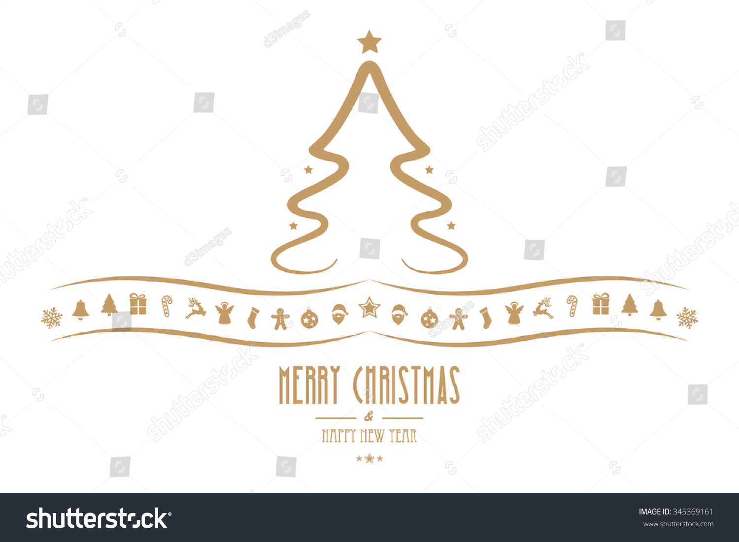 Merry Christmas Tree Decoration Elements Isolated Background Stock Vector 345369161 : Shutterstock