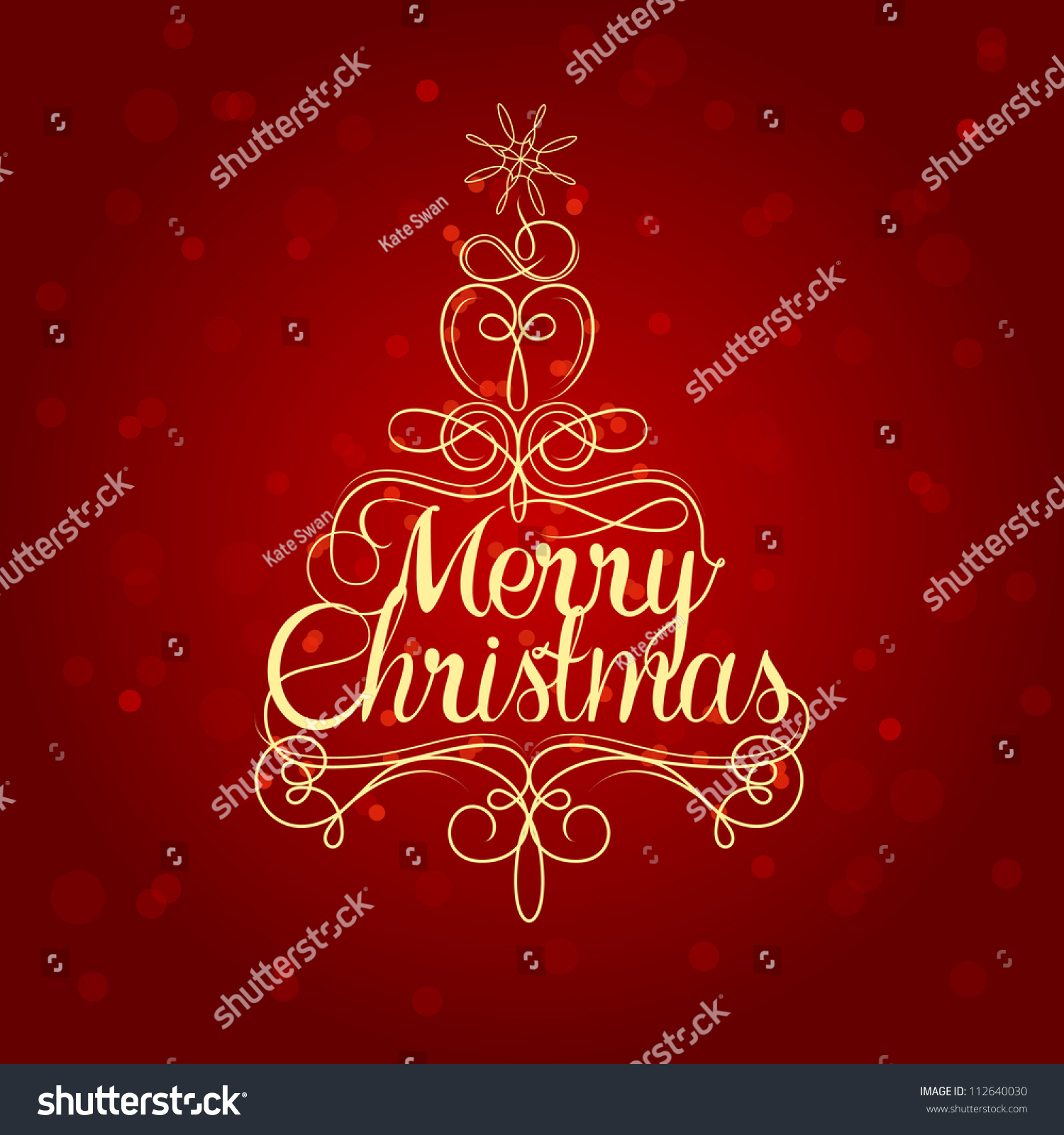 Merry Christmas Typography Tree Banner Stock Vector 112640030 - Shutterstock