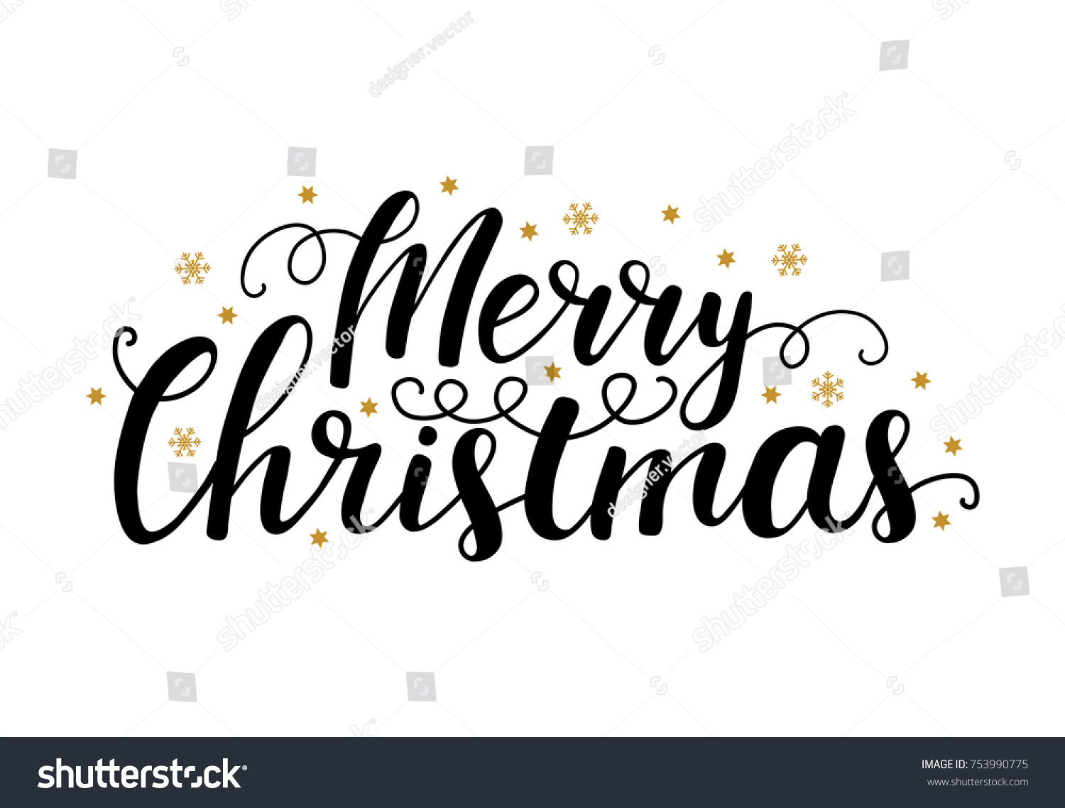 Merry christmas Vector hand drawn lettering