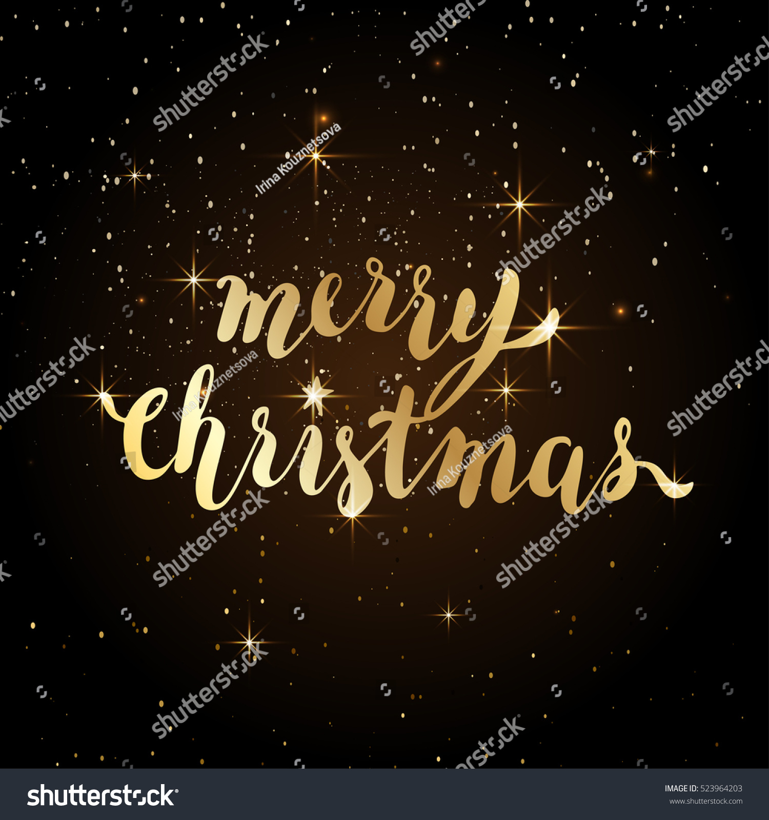 Merry Christmas Vector Holiday Illustration Golden Stock Vector 523964203 - Shutterstock