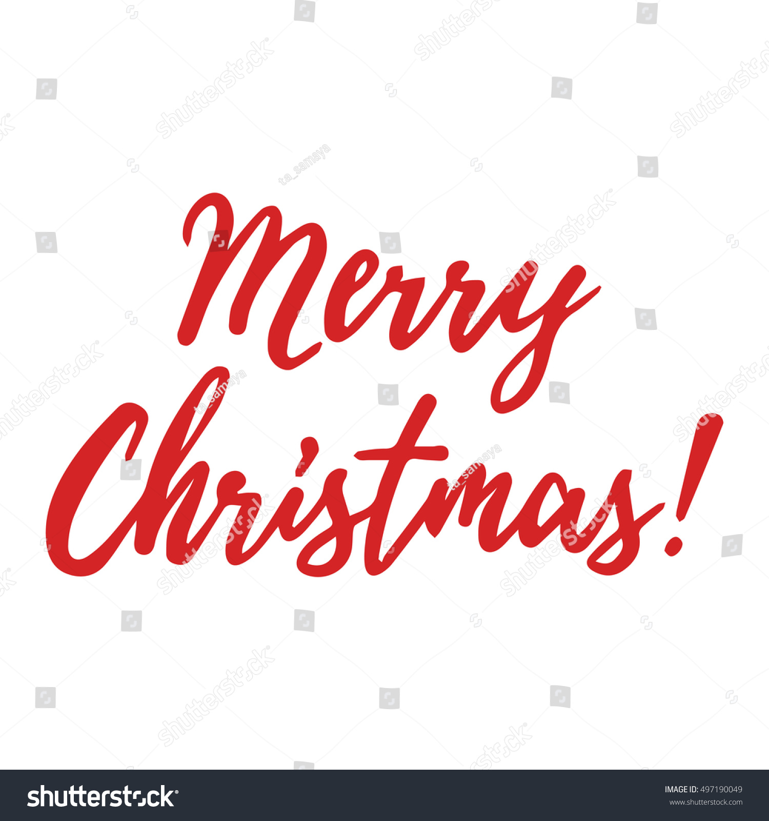 Merry Christmas Vector Lettering Hand Drawn Typography Card Red On White - 497190049 : Shutterstock