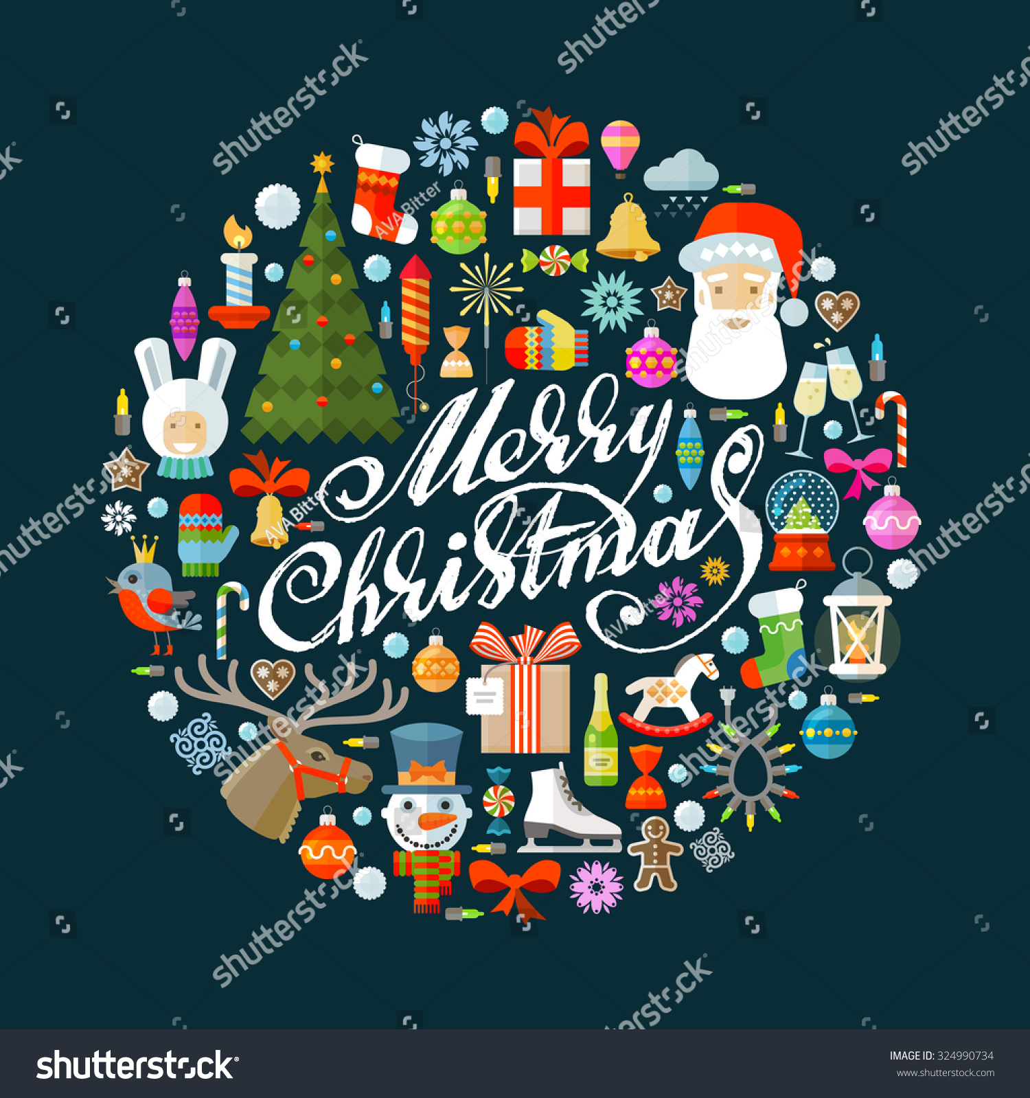 Merry Christmas Vector Logo Design Template Stock Vector 324990734