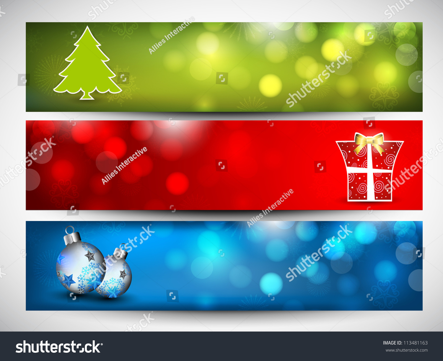 Merry Christmas Website Header Or Banner Set Decorated With Xmas Tree ...