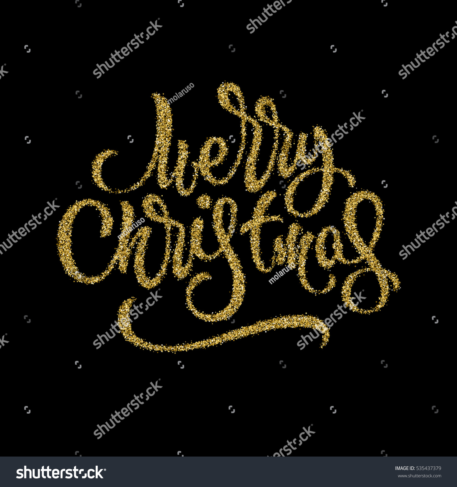 Merry Christmas Xmas Gold Glitter Brushpen Stock Vector (Royalty Free ...