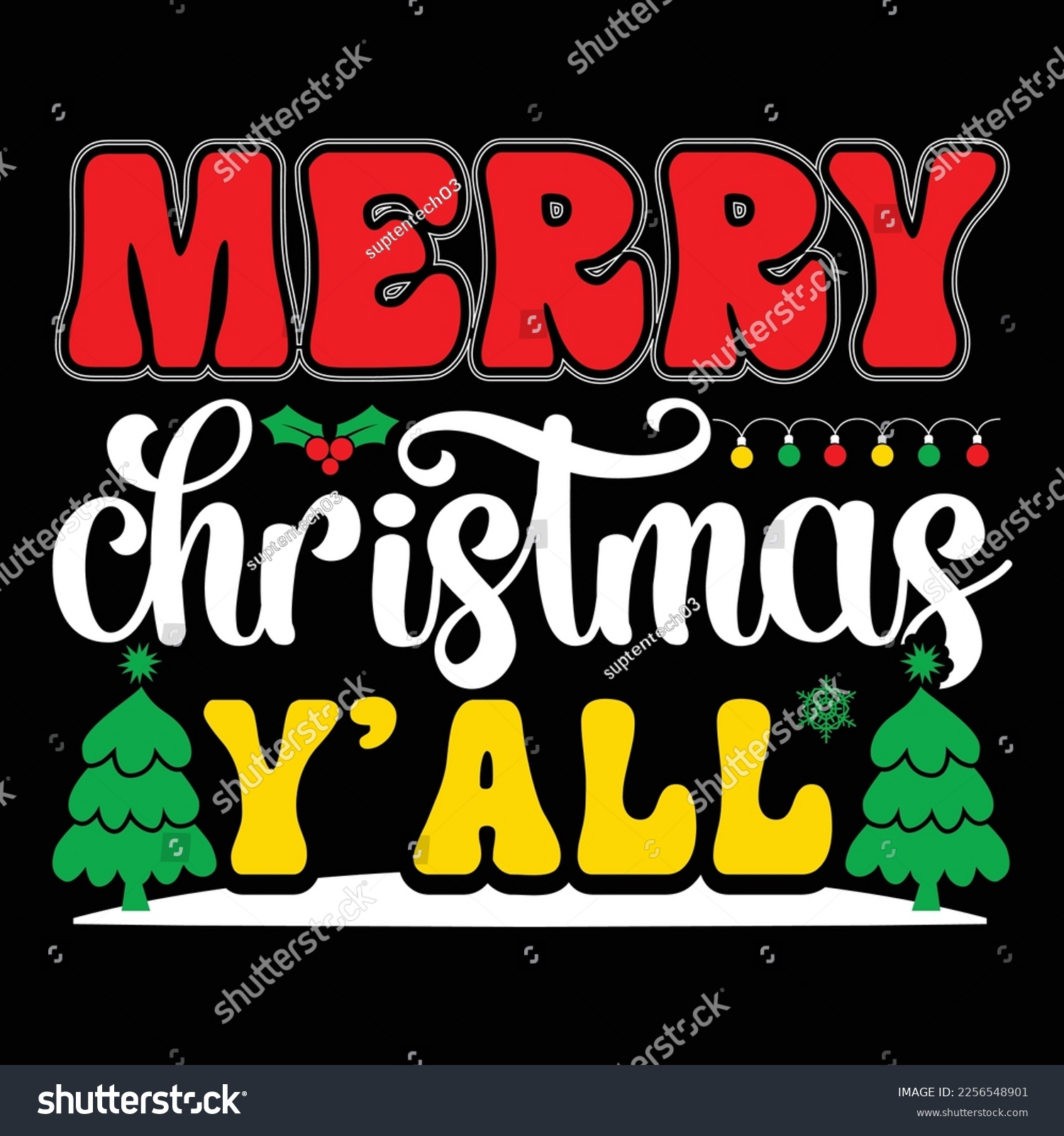 SVG of Merry Christmas Y' All, Merry Christmas shirts Print Template, Xmas Ugly Snow Santa Clouse New Year Holiday Candy Santa Hat vector illustration for Christmas hand lettered svg