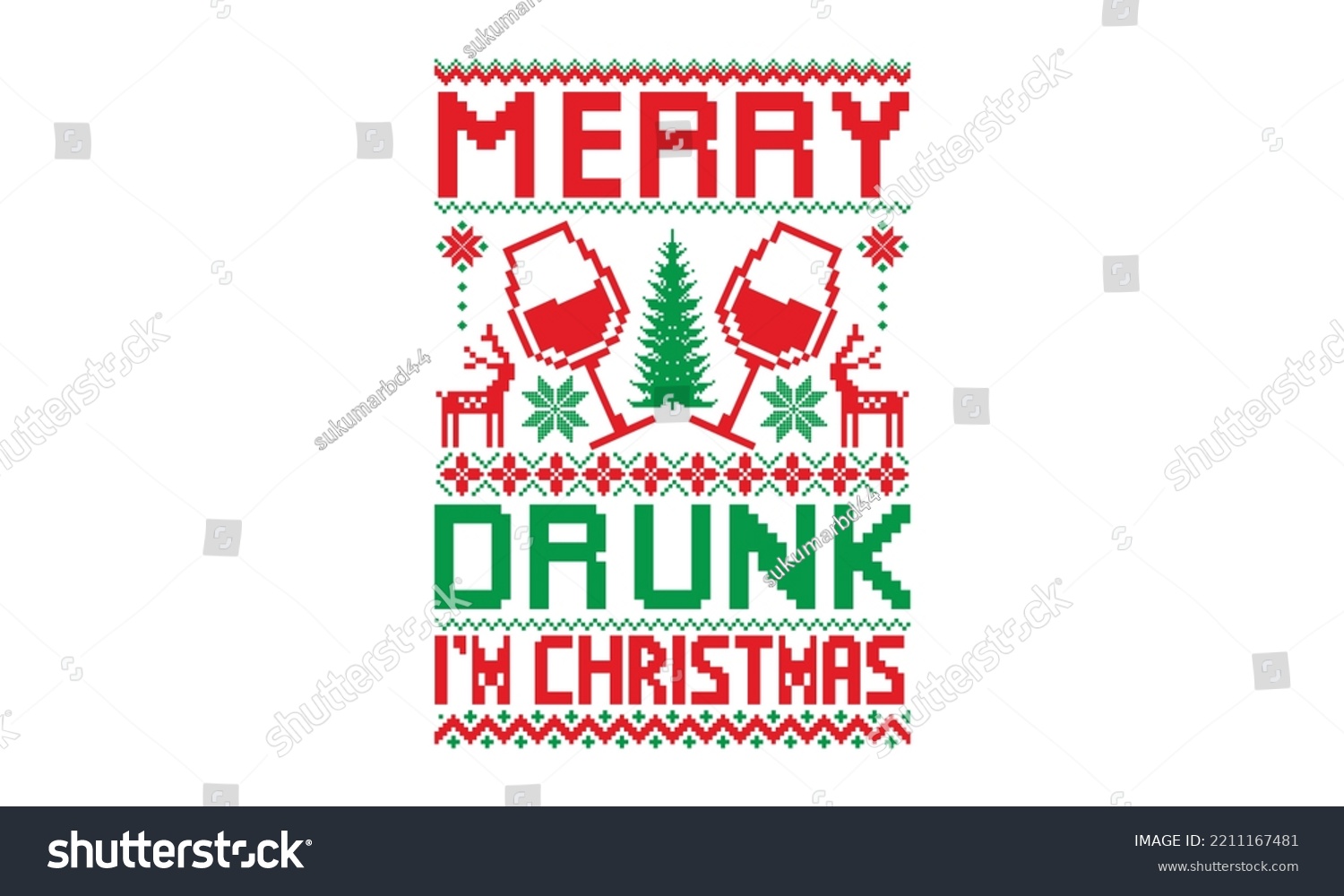 SVG of Merry drunk I’m Christmas - Ugly Christmas Sweater T-shirt Design, Handmade calligraphy vector illustration, eps, svg Files for Cutting svg