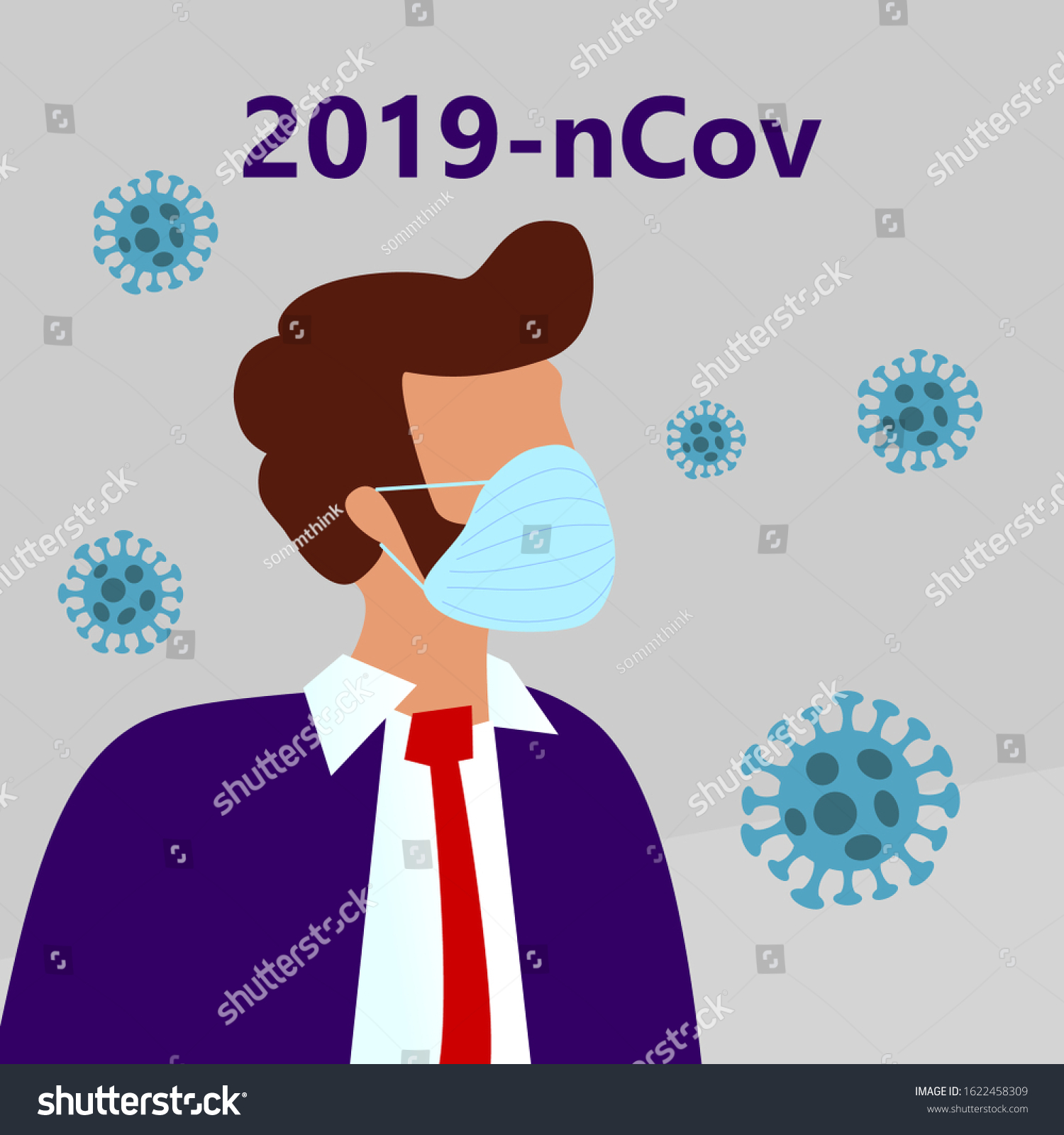 Merscov Covid19 Novel Coronavirus 2019ncov Handsome Stock Vector