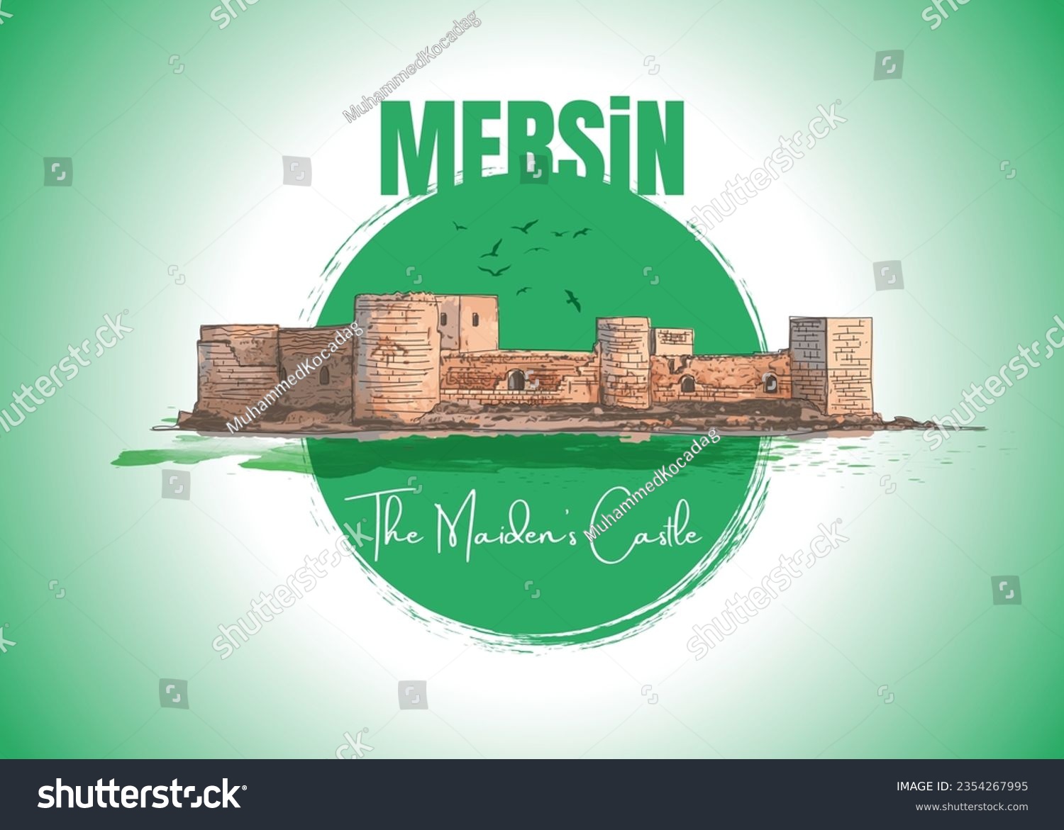 SVG of Mersin of Turkey. Maiden's Castle Illustration Design svg