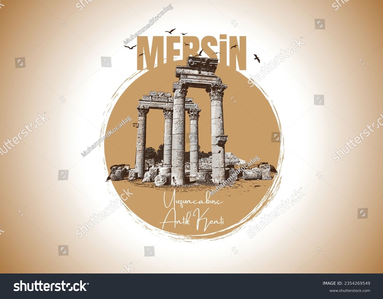SVG of Mersin of Turkey. Uzuncaburc Ancient City Illustration Design svg