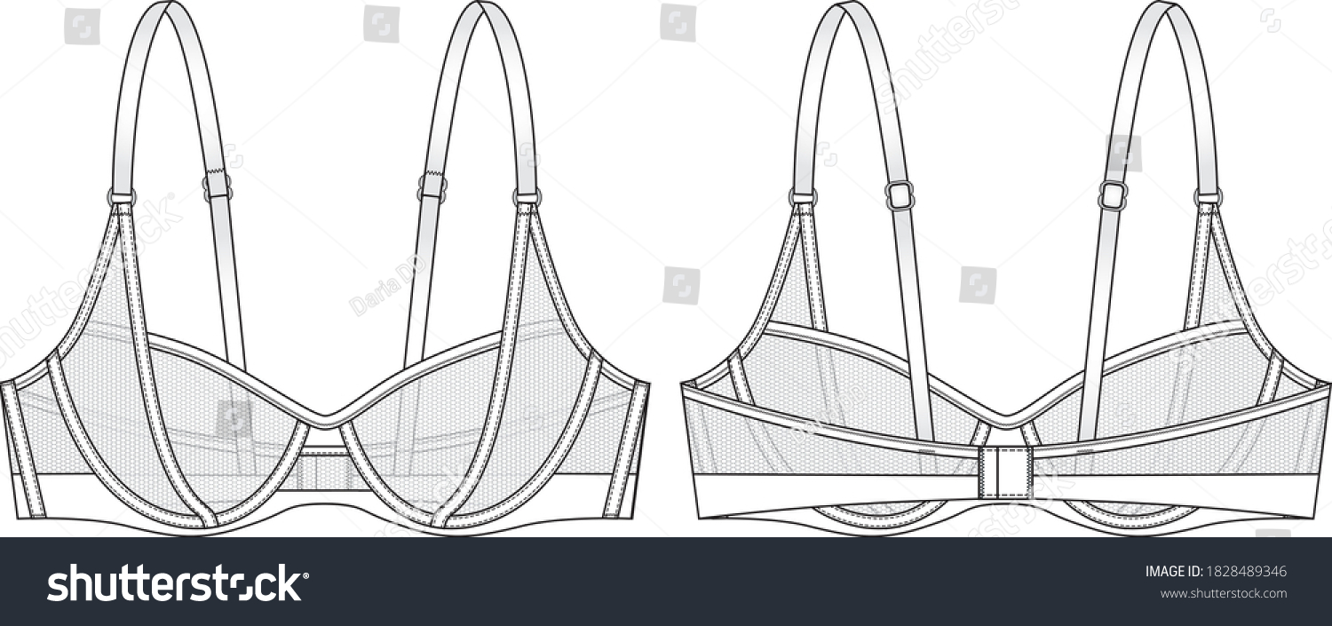 Millicent Technical working drawing for 34 bra in AI file Digital Art