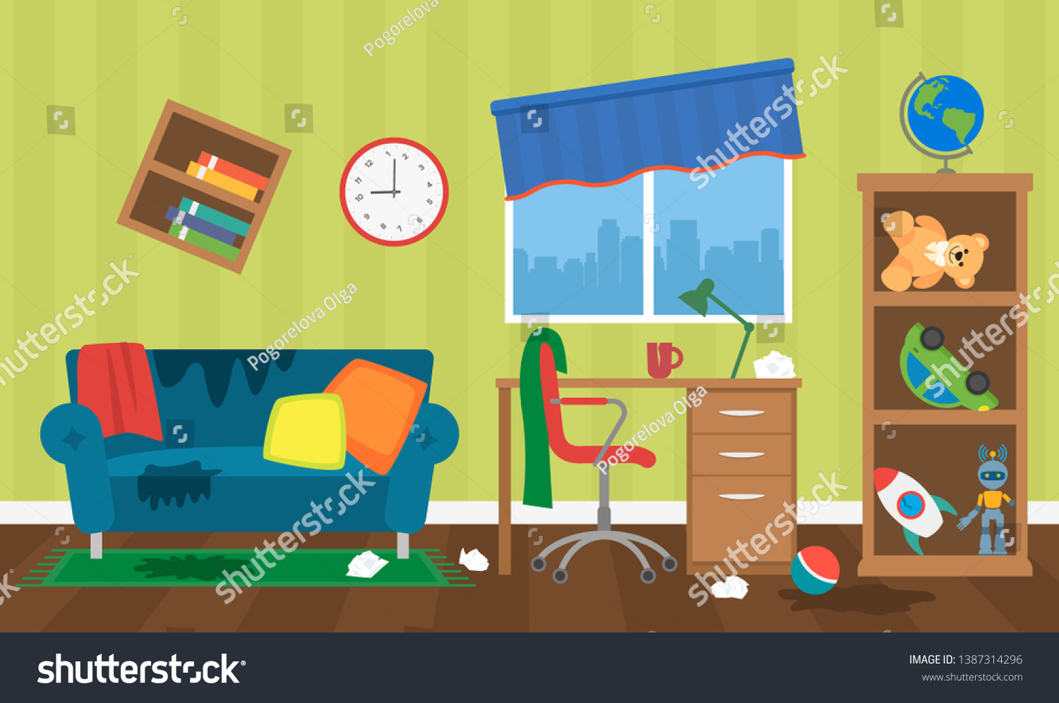 Mess Childrens Room Toys Furniture Window Royalty Free Stock Image