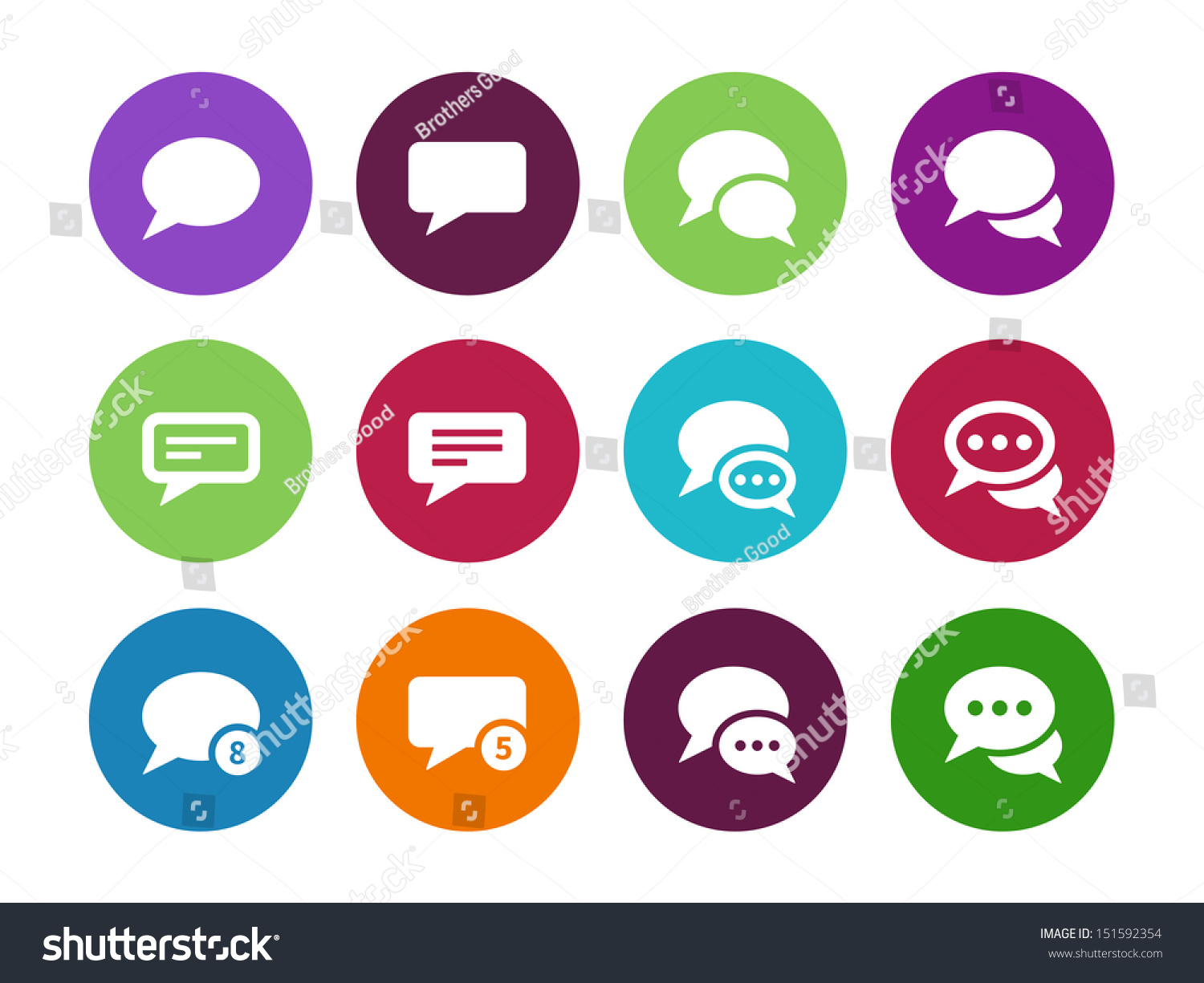 Message Bubble Circle Icons On White Stock Vector 151592354 - Shutterstock