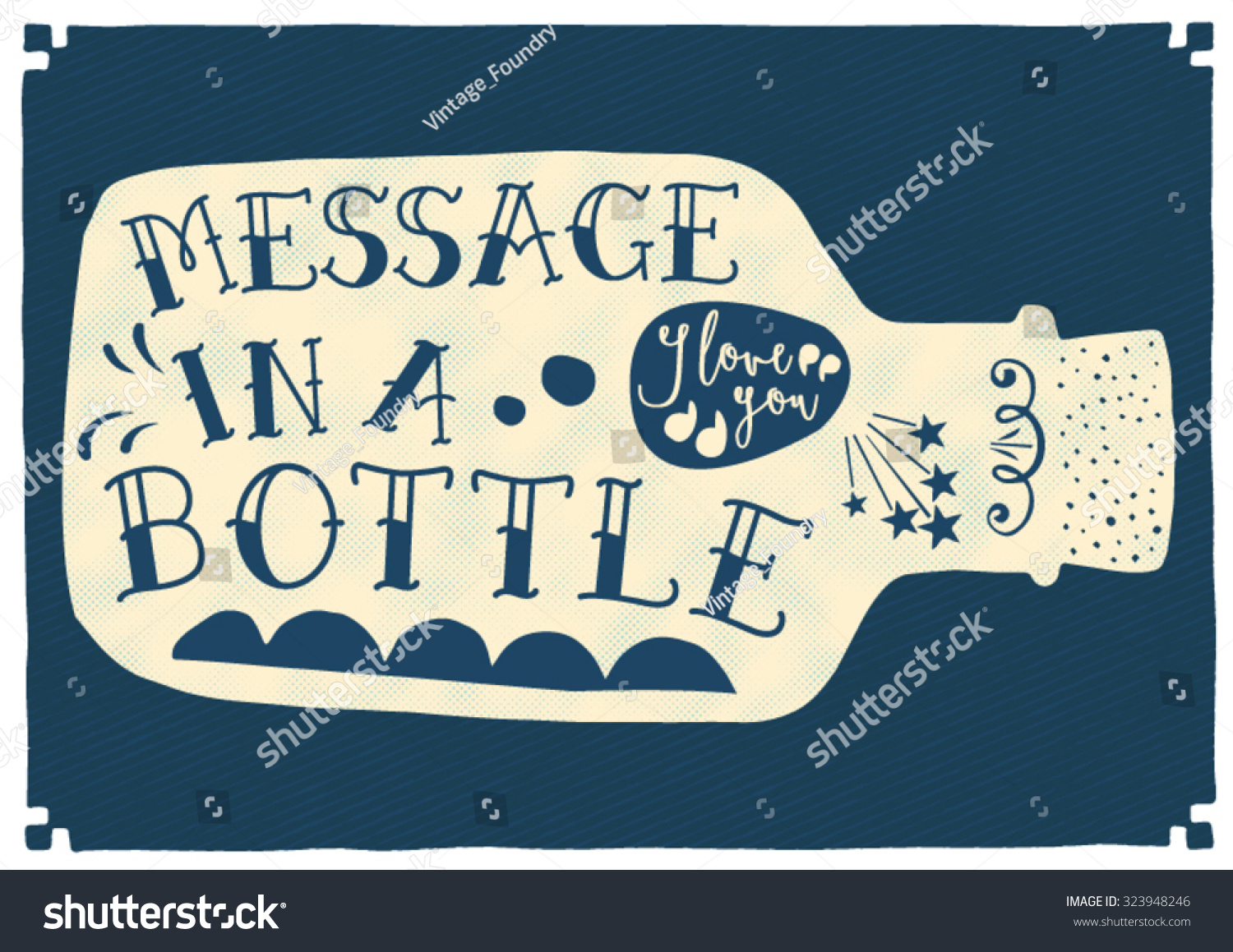 Message In A Bottle Hand Lettering Vector - 323948246 : Shutterstock