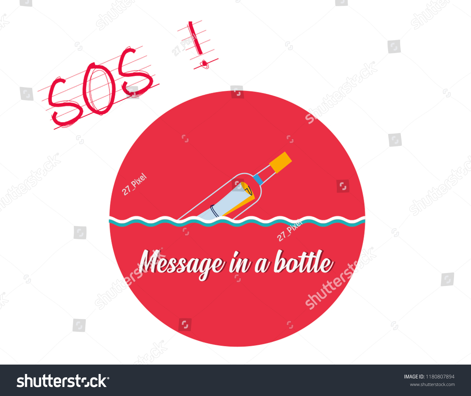 Message Bottle Vector Illustration Message Poster Stock Vector (Royalty ...