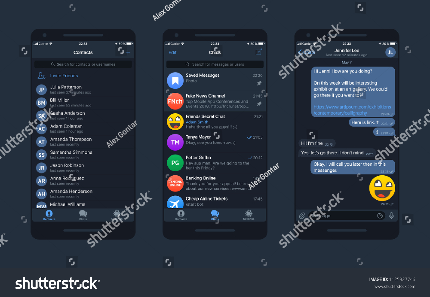 Download Messaging App Telegram Messenger Ui Ux Stock Vector Royalty Free 1125927746