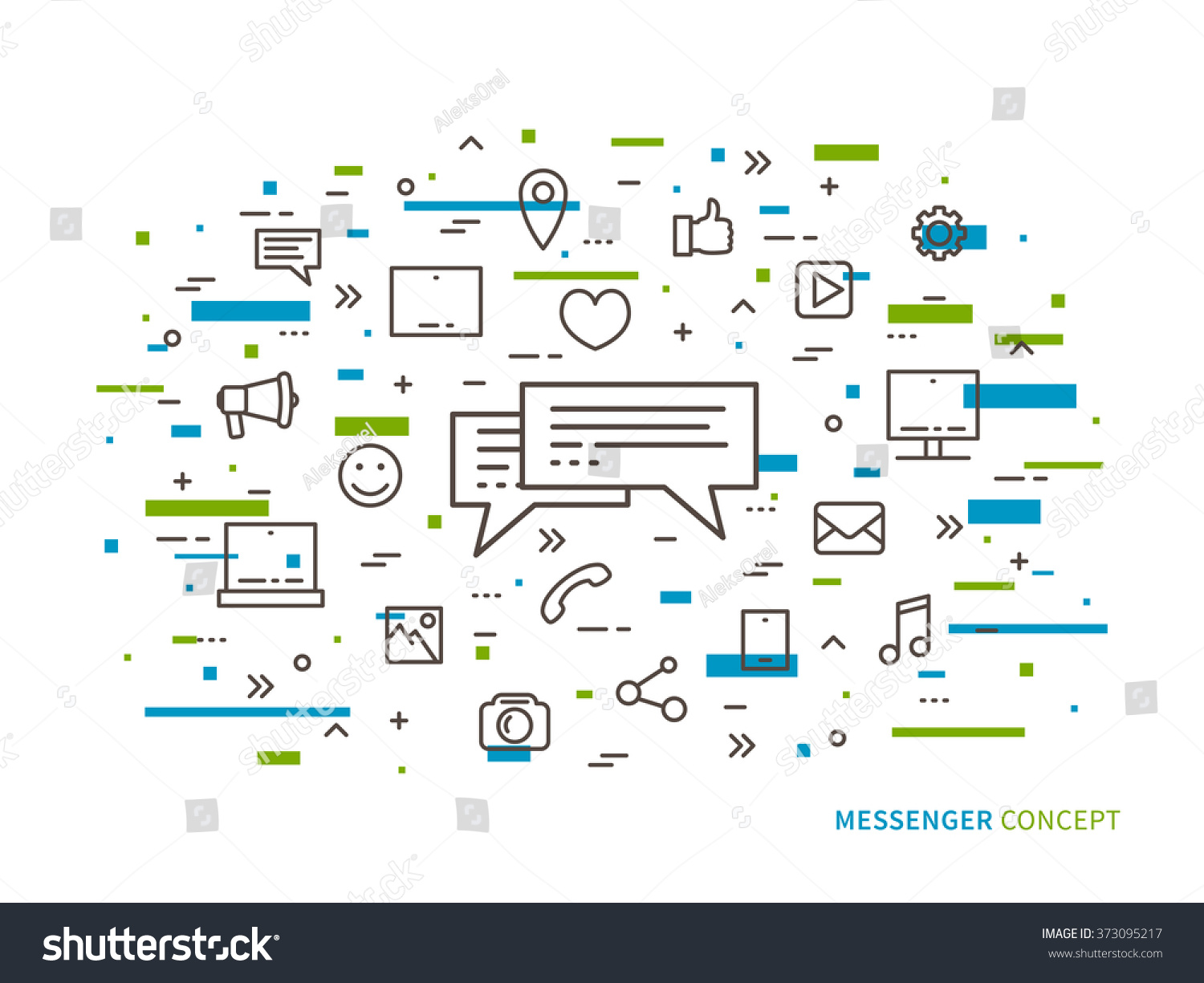 Messenger Chat Communication Linear Vector Illustration Stock Vector ...
