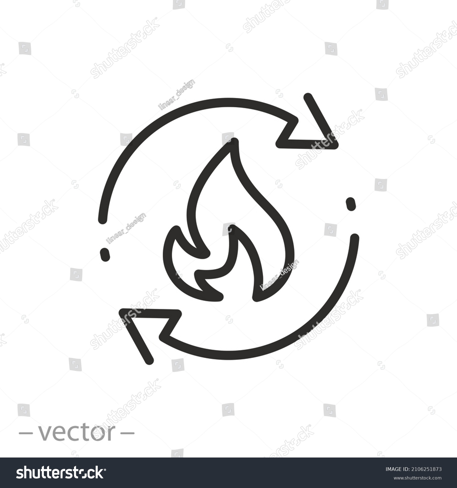 SVG of metabolic processes icon, synthesis calorie energy, fire with arrows rotation, digestion of kcal, thin line symbol on white background - editable stroke vector illustration svg