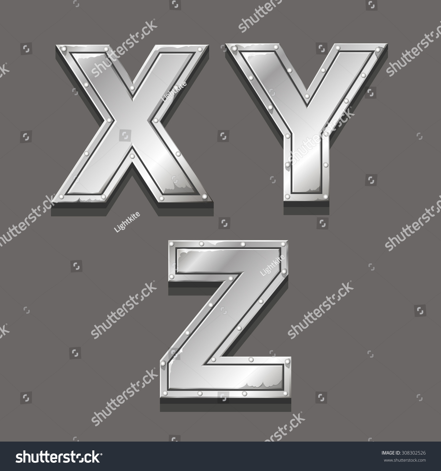 Metal Alphabet Letters Symbols X Y Stock Vector (Royalty Free ...