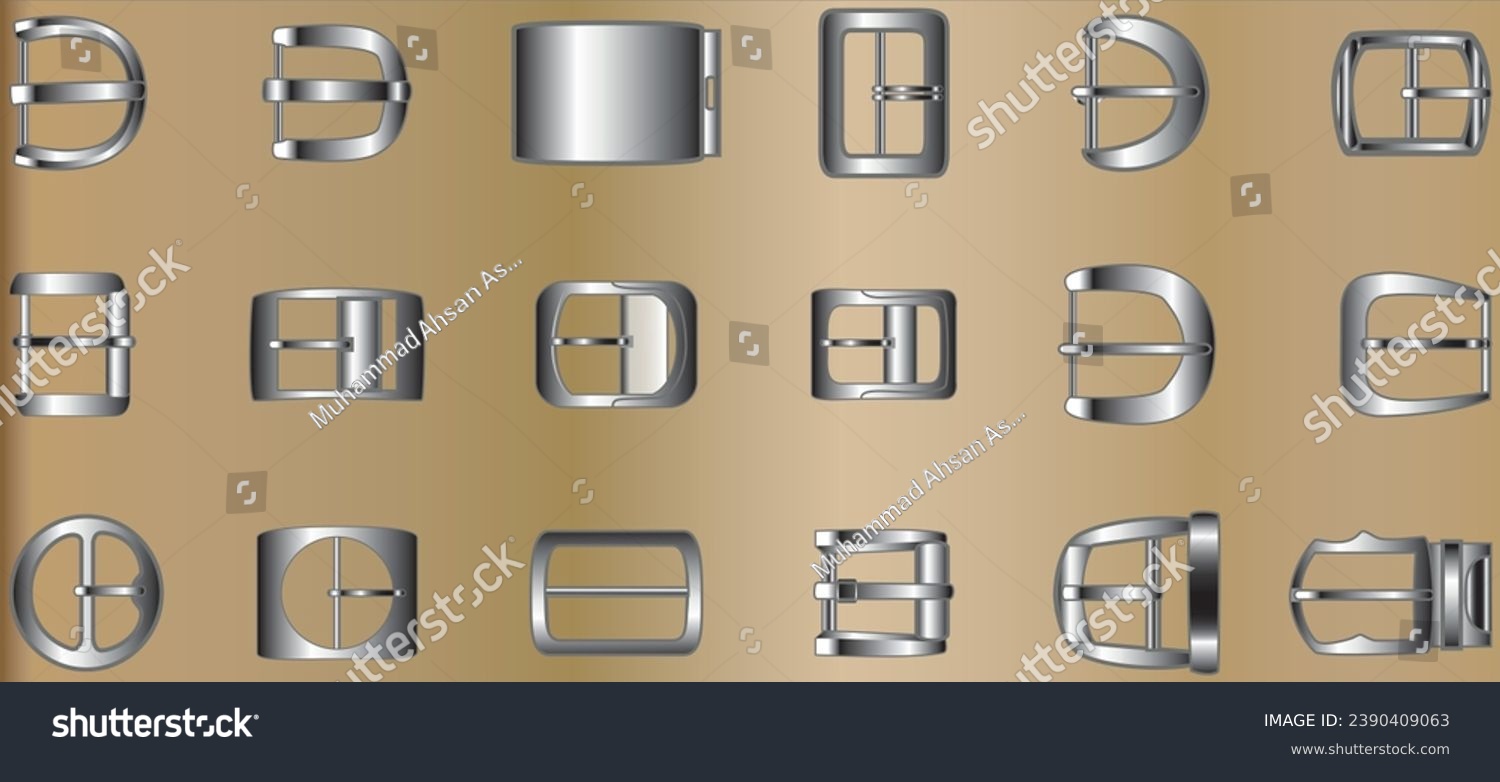 SVG of METAL BUCKLES FOR BELTS GARMENTS AND ACCESSORIES VECTOR ILLUSTRATION svg