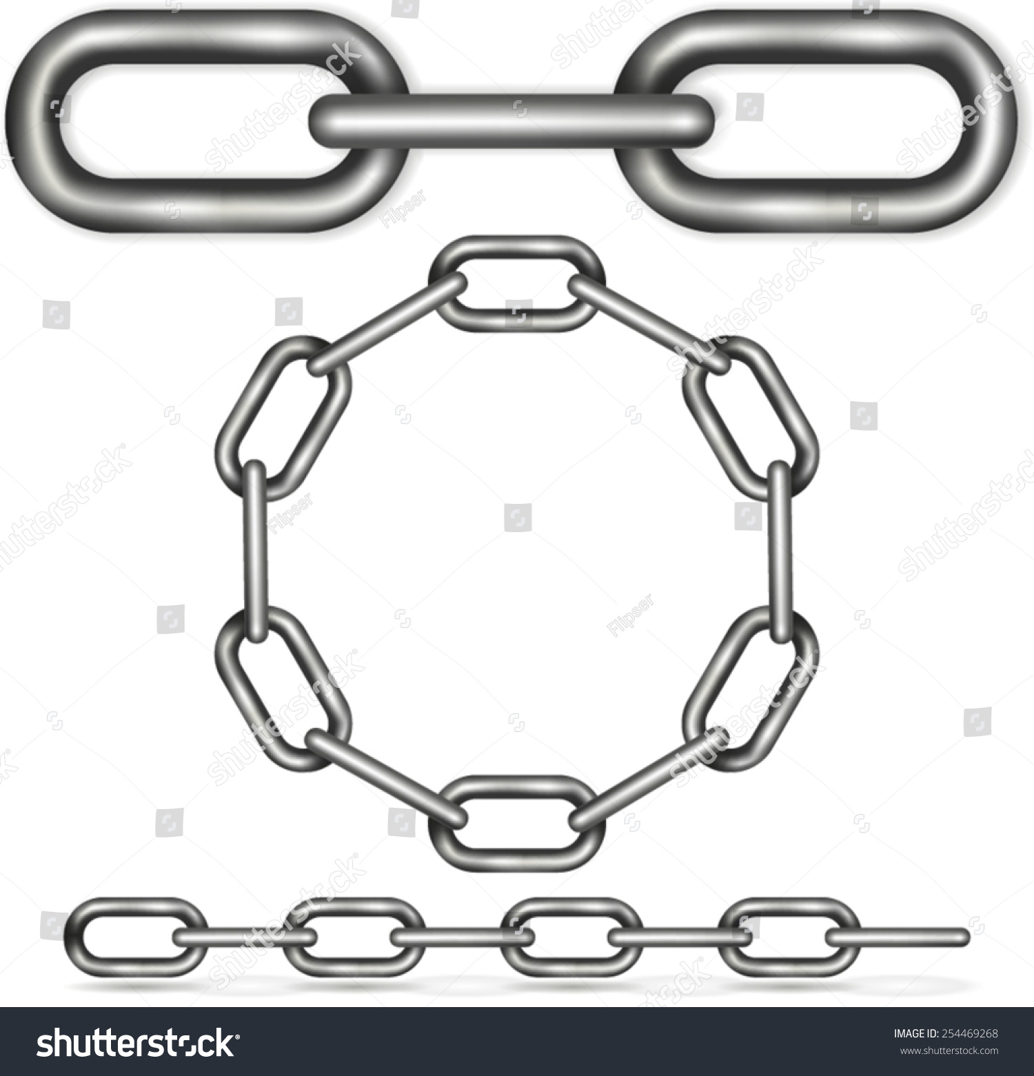 Metal Chain Set Vector Drawing Isolated Stock Vector (Royalty Free ...