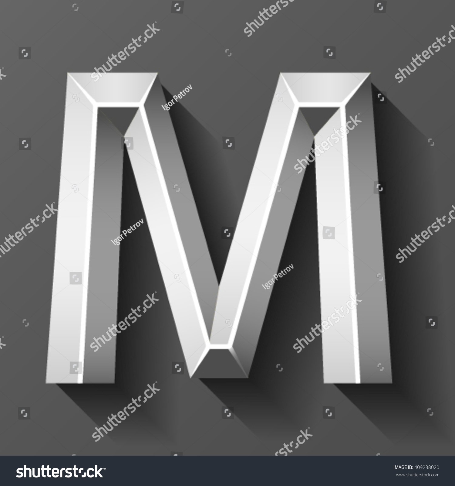 Metal Font Bevel Letter M Vector Stock Vector (Royalty Free) 409238020