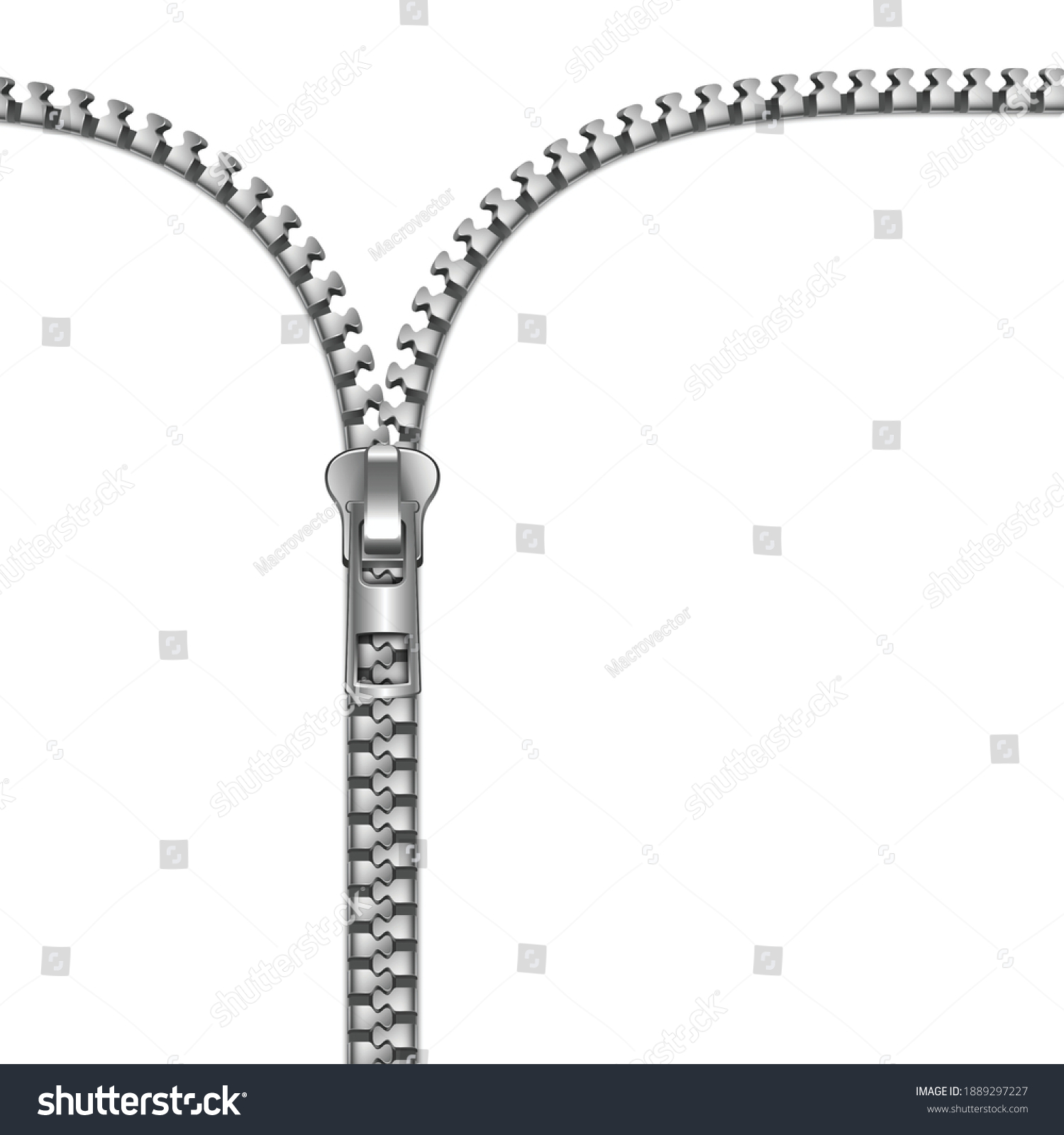 Metal Open Zipper Template Realistic Vector Stock Vector (Royalty Free ...