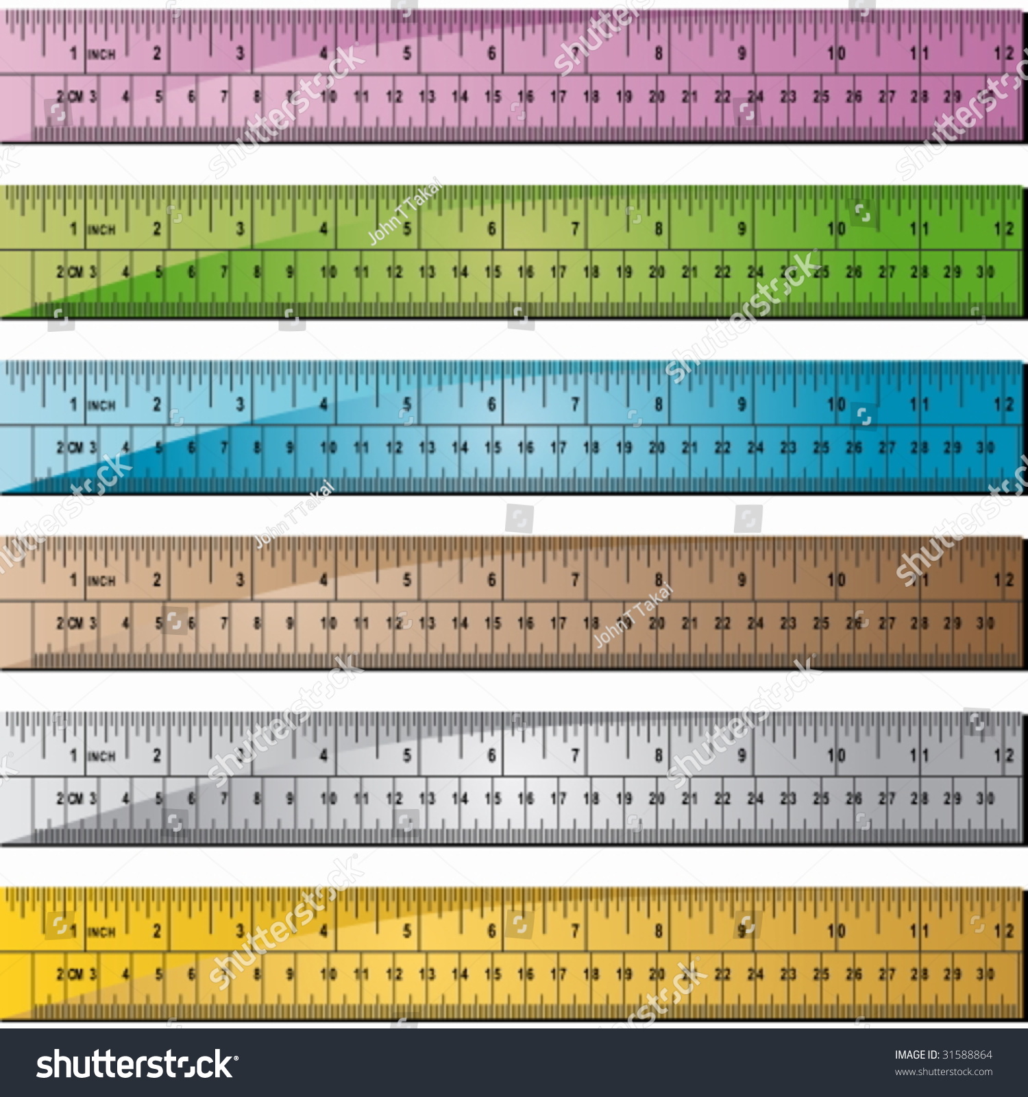 Metal Ruler Color Set Group Rulers Stock Vector 31588864 Shutterstock