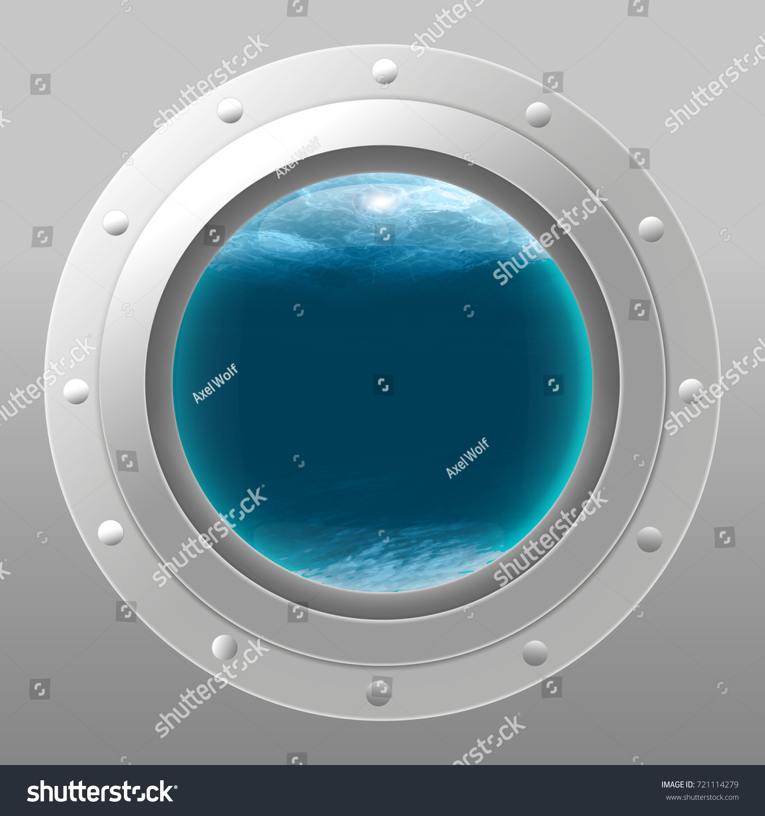 Metal Submarine Side Porthole Underwater Background Stock Vector ...