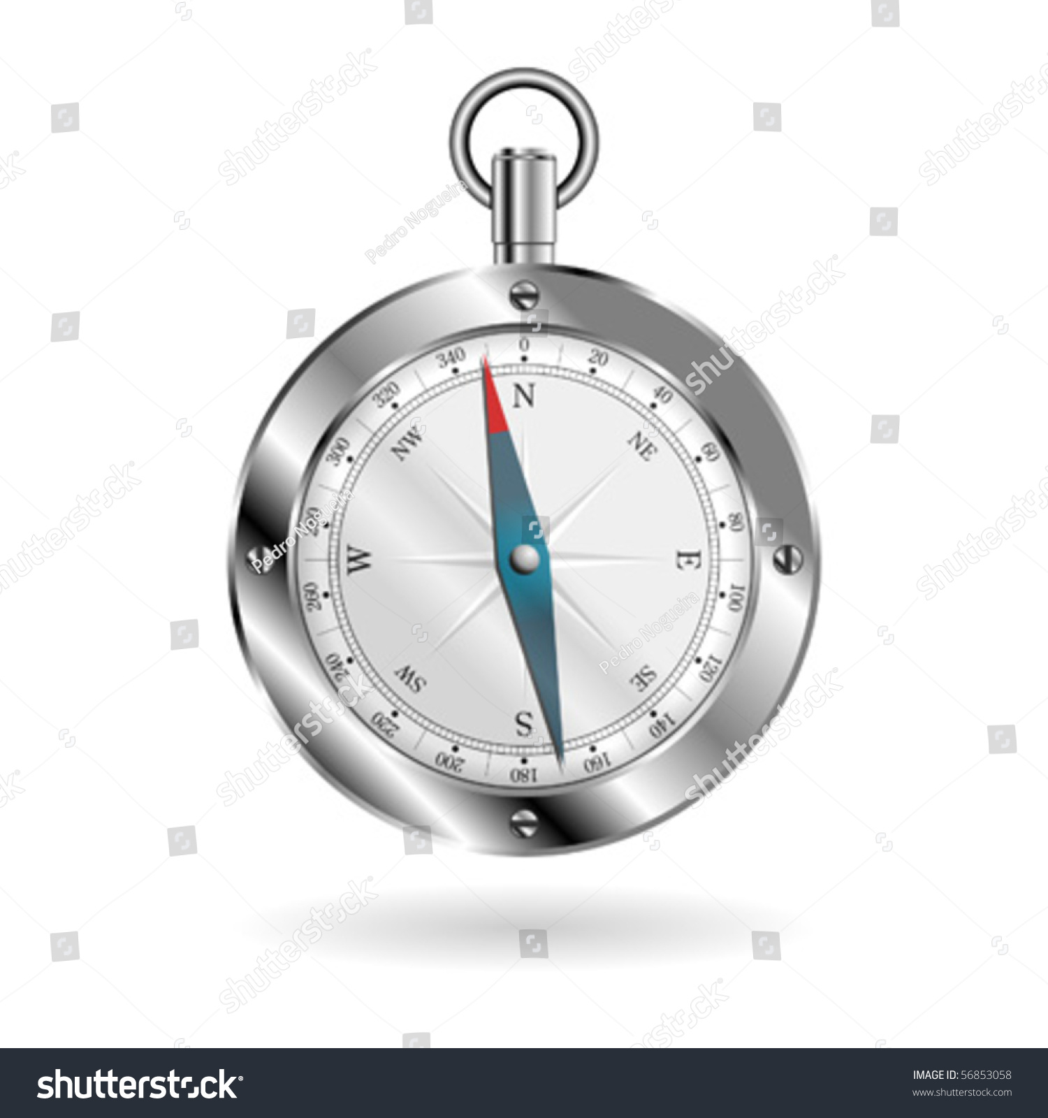 Metallic Box Compass Isolated Over White Stock Vector (Royalty Free