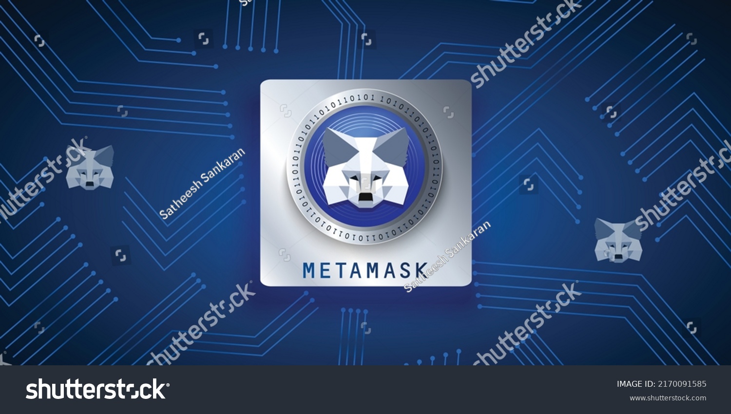 SVG of Metamask Crypto currency exchange technology banner. Block chain and decentralized finance concept vector illustration template.  svg