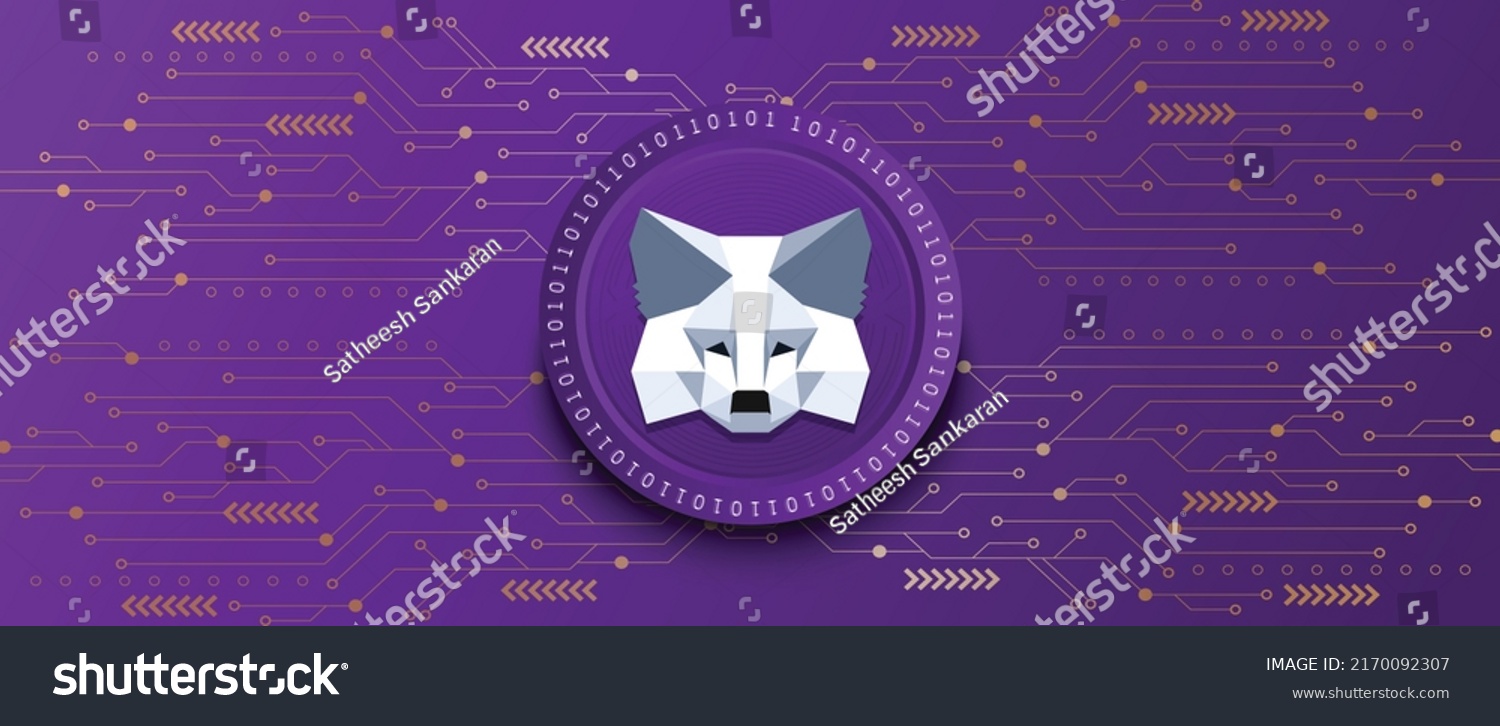 SVG of Metamask 3D crypto currency coin logo. Virtual money wallet concept vector illustration banner and background template.  svg