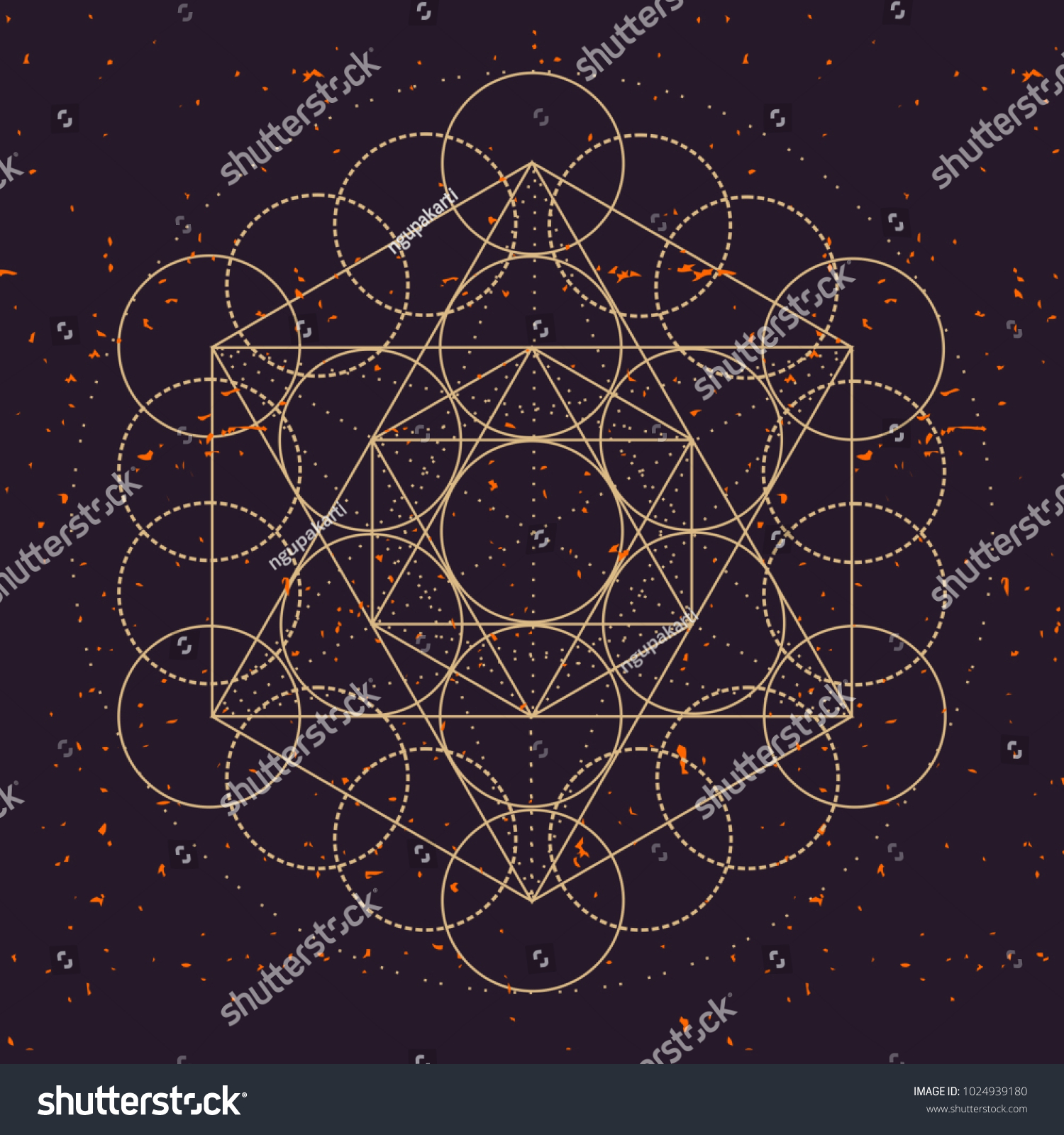 Metatrons Cube Vector Illustration Sacred Geometric 스톡 벡터(로열티 프리