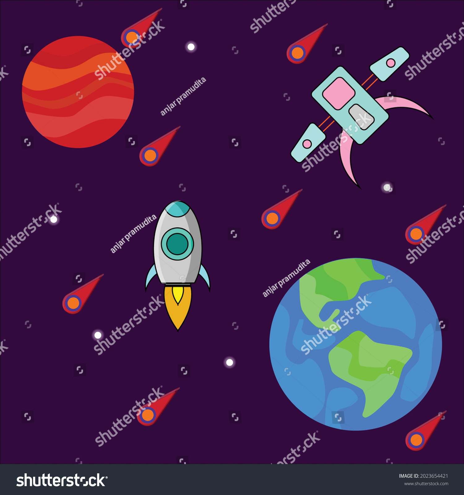 Meteor Storm Outer Space Flat Design Stock Vector (Royalty Free ...