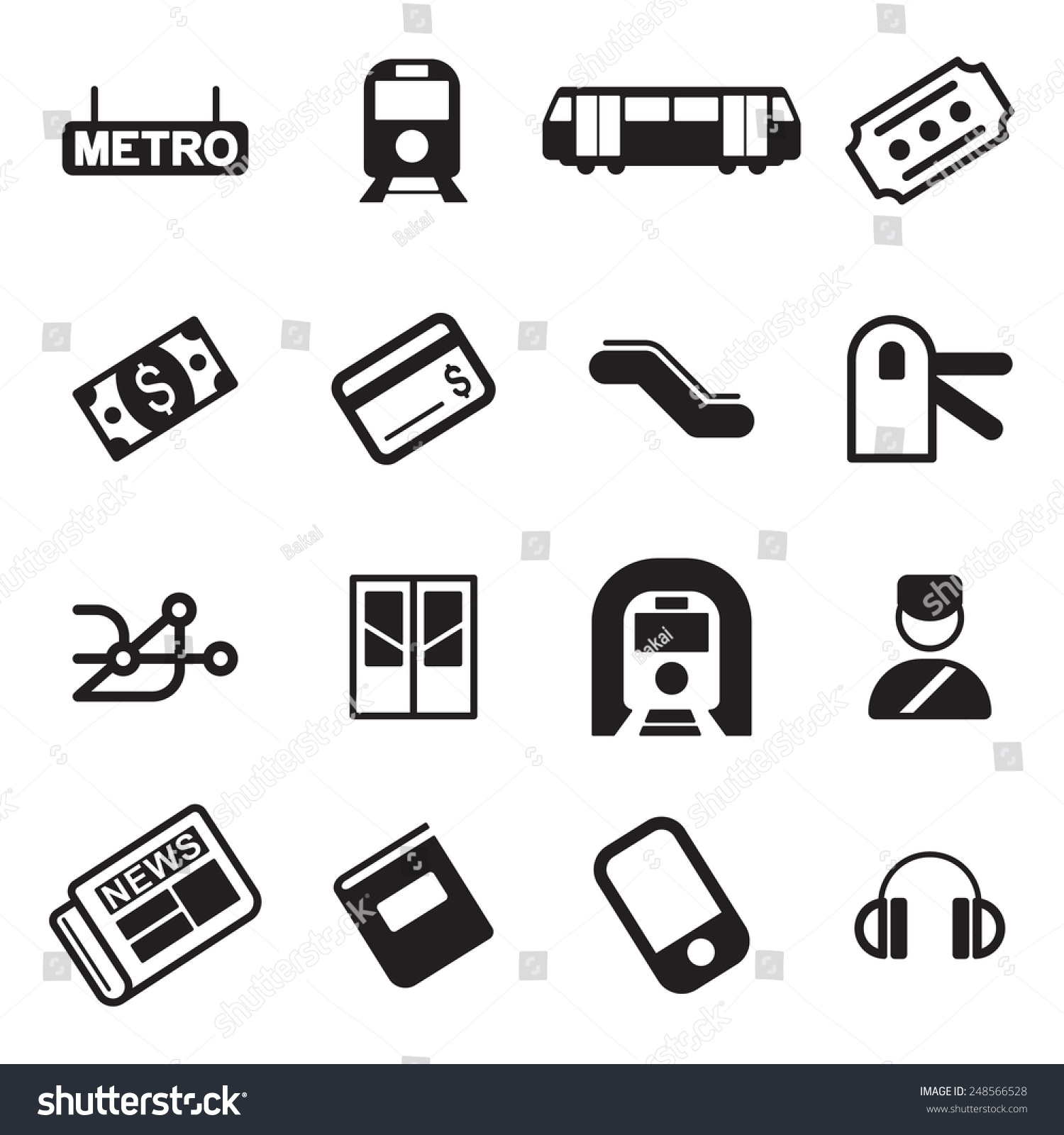 Metro Or Subway Icons Stock Vector Illustration 248566528 : Shutterstock