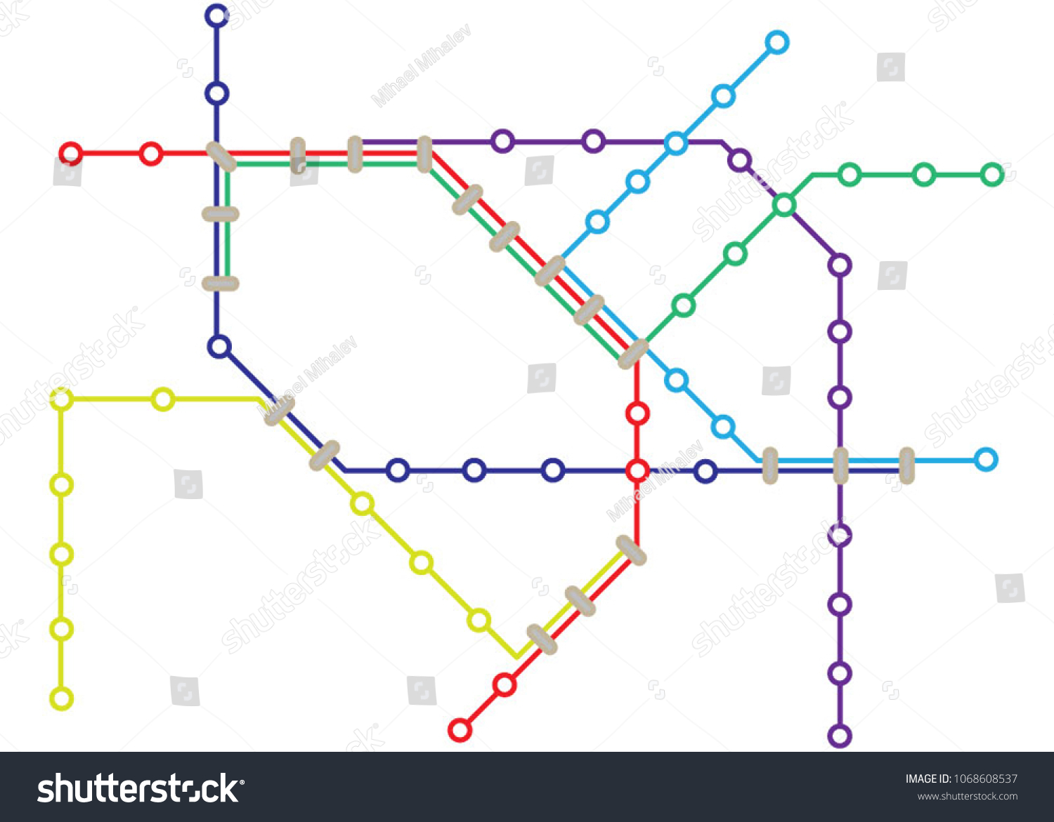 Metro Subway Map Stock Vector (Royalty Free) 1068608537 | Shutterstock