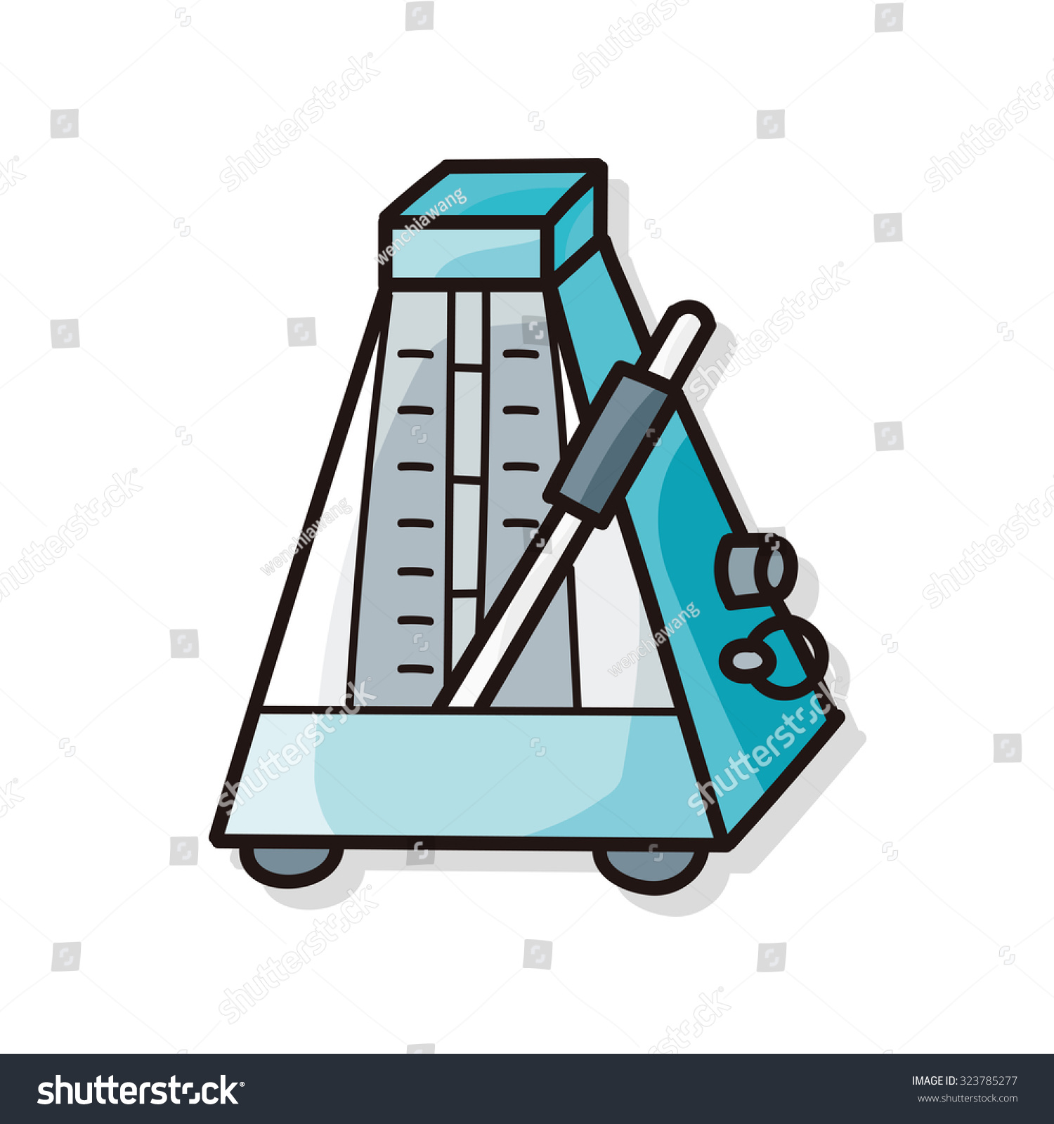 blue metronome cartoon style, musical instrument clip art preview