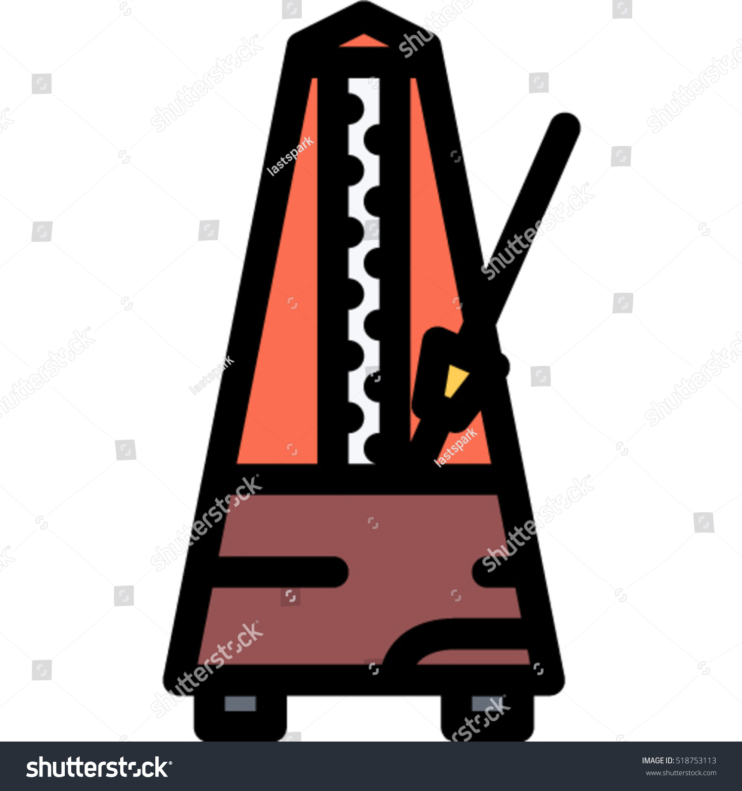 red metronome icon, musical instrument, flat design clip art preview