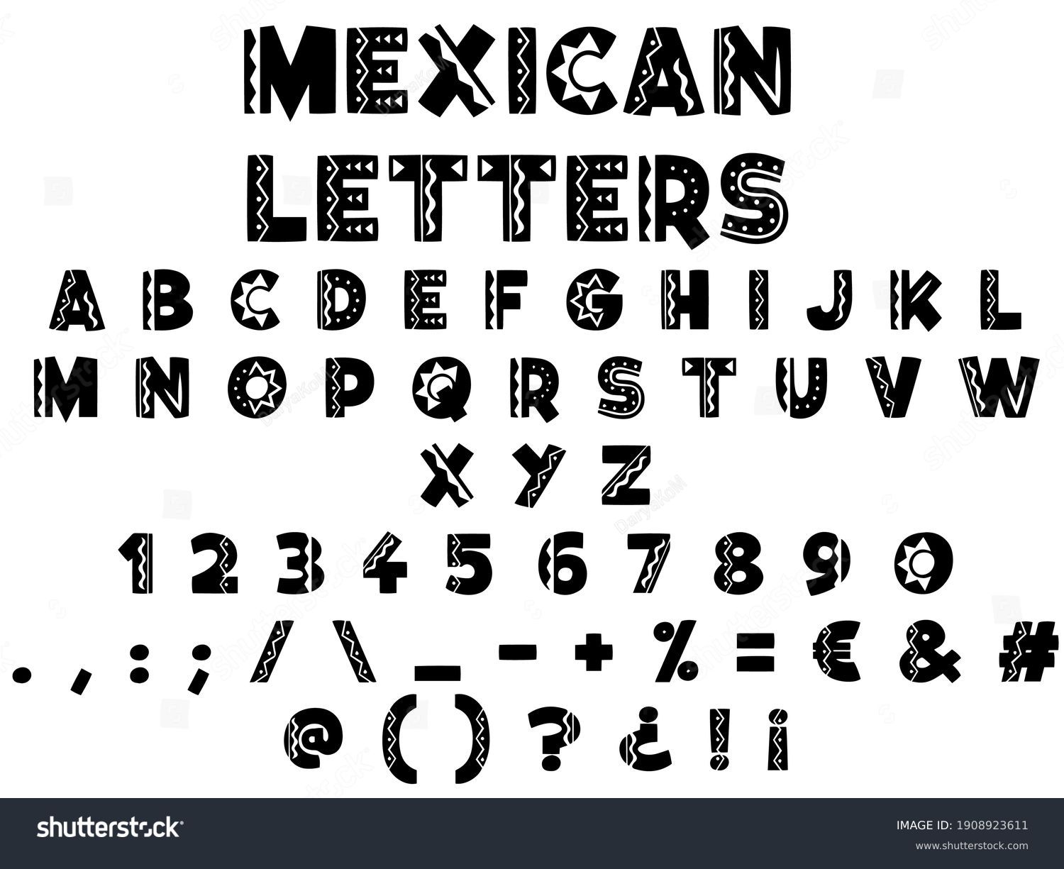 Mexican Alphabet Letters Vector Illustration Stock Vector (Royalty Free ...