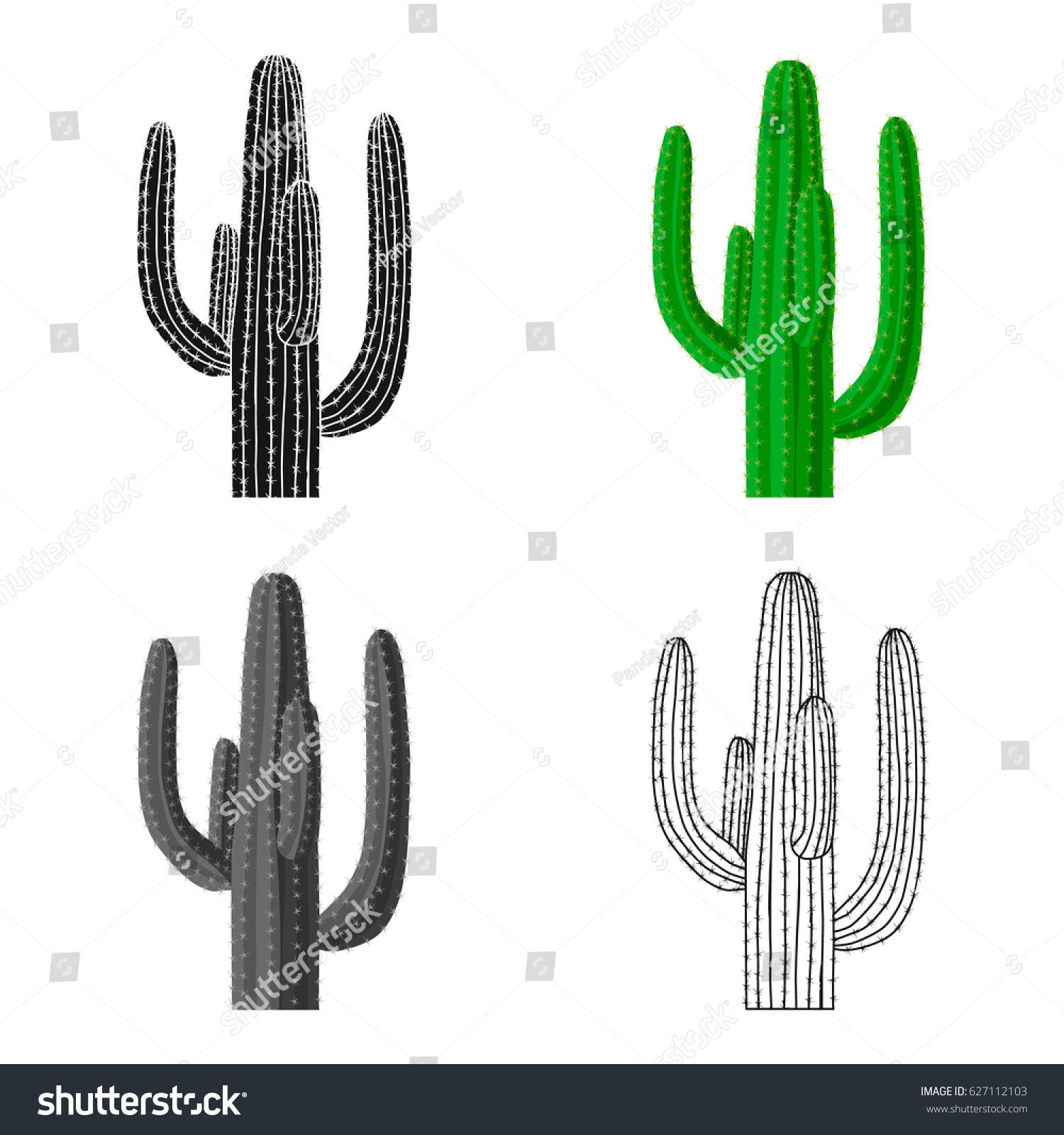 SVG of Mexican cactus icon in cartoon style isolated on white background. Mexico country symbol stock vector illustration. svg