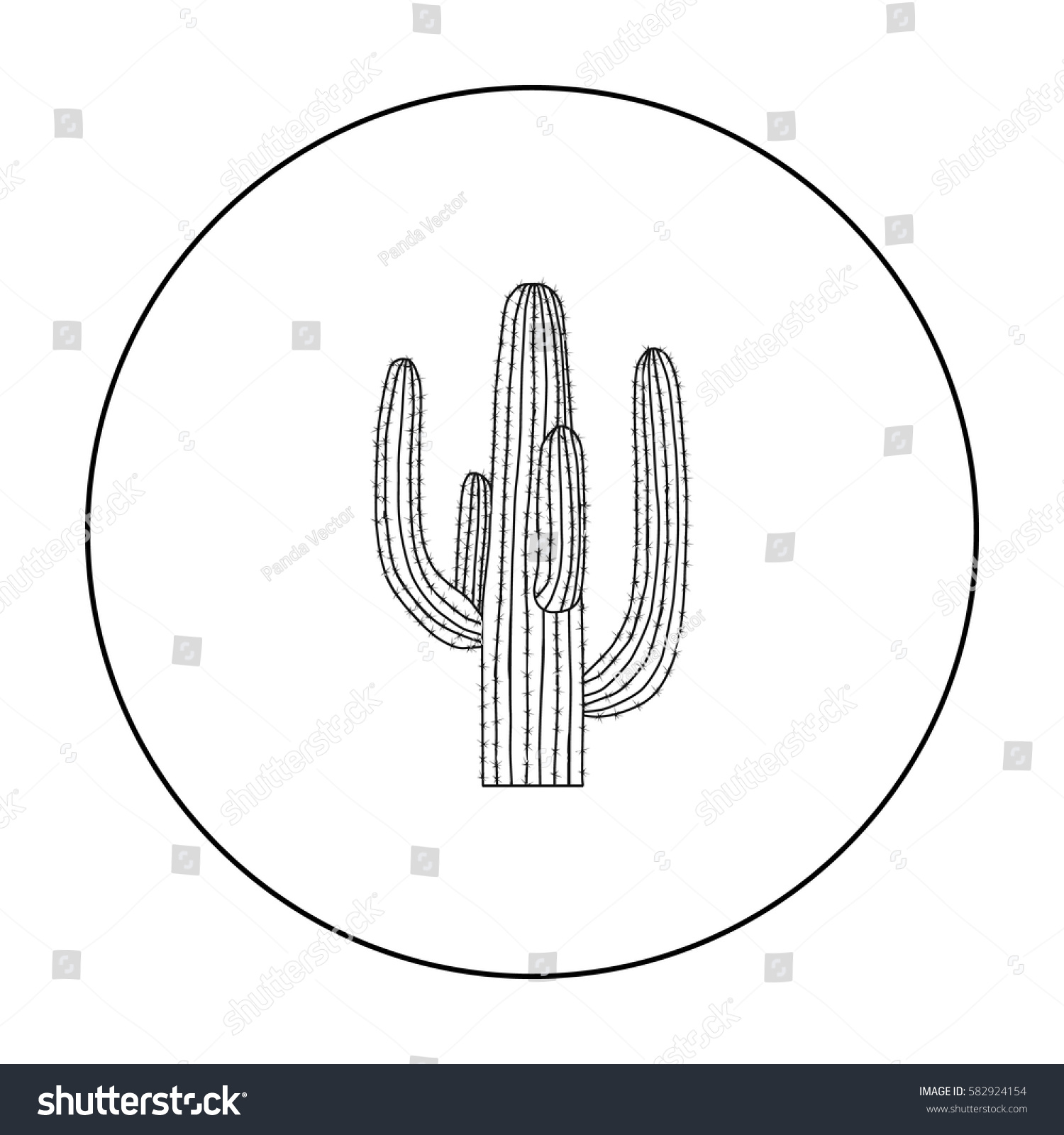 SVG of Mexican cactus icon in outline style isolated on white background. Mexico country symbol stock vector illustration. svg