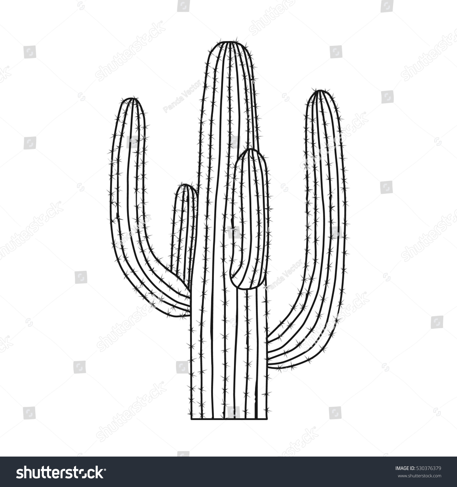 SVG of Mexican cactus icon in outline style isolated on white background. Mexico country symbol vector illustration. svg